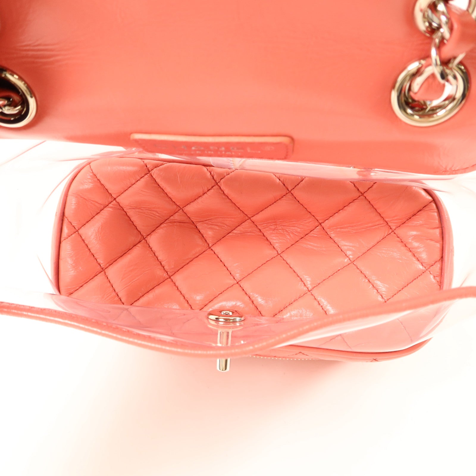 CHANEL 牛皮皮革/PVC Matelasse Backpack銀扣背包