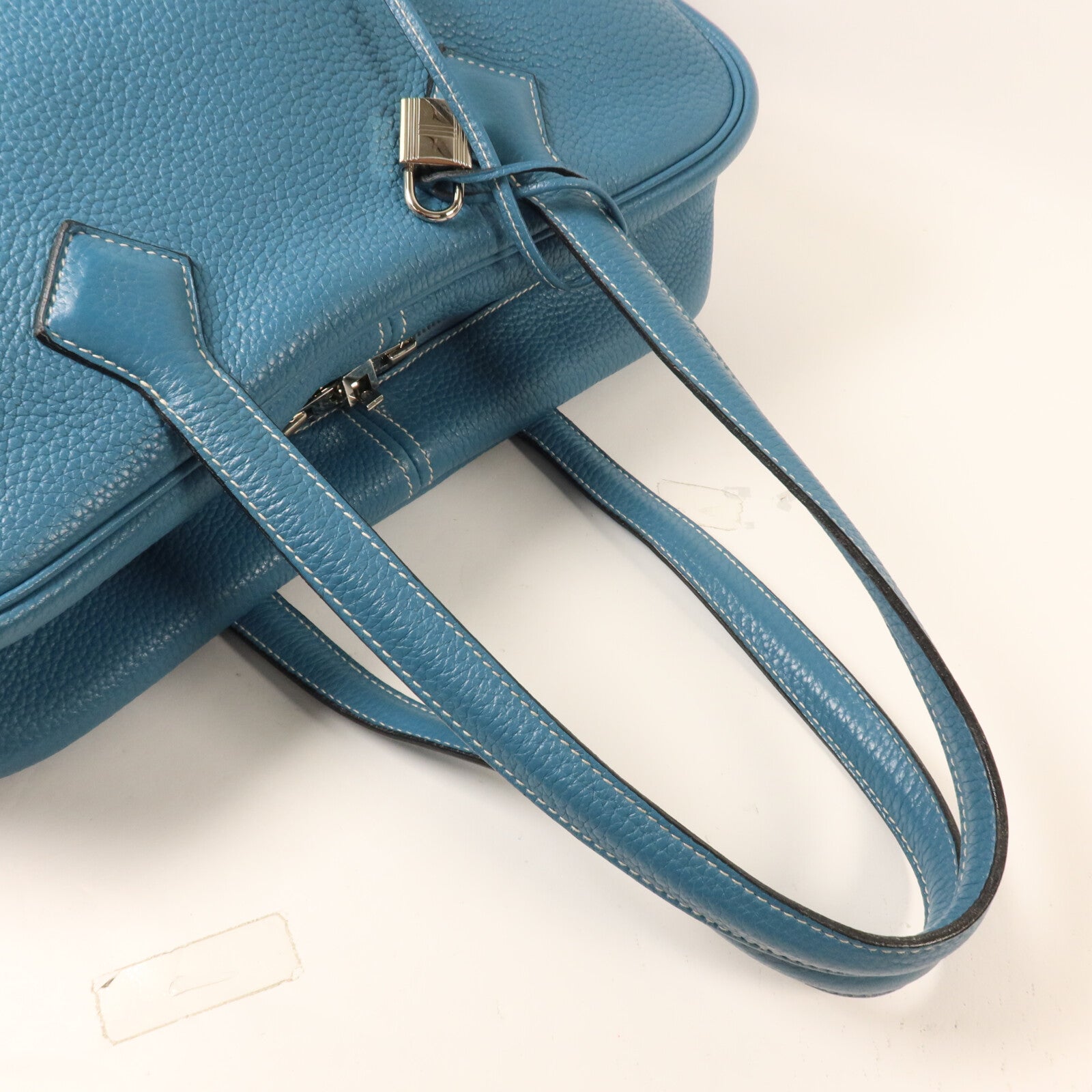HERMES Clemence皮革Victoria 35手挽袋Bleu Jean