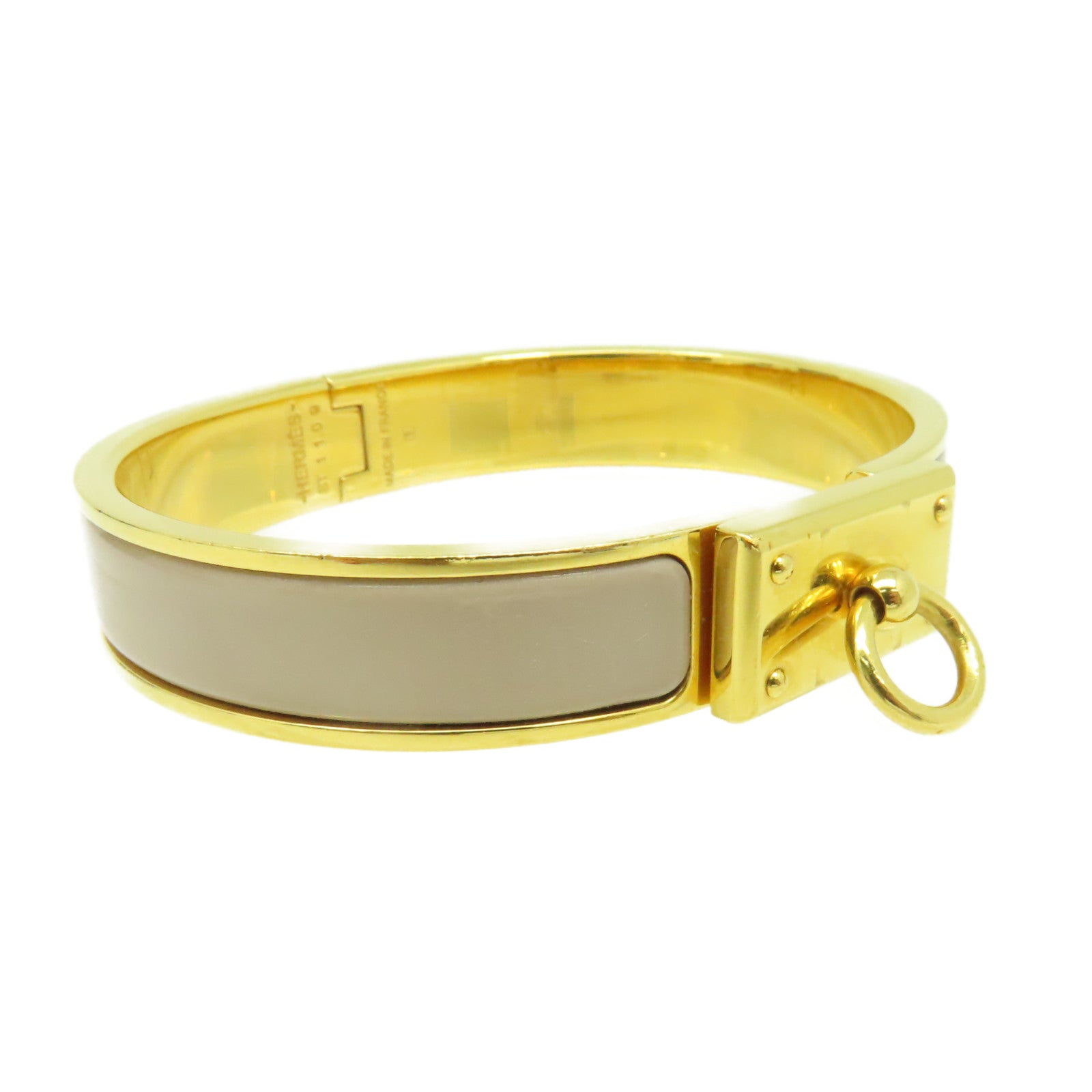 HERMES 【激減優惠】金屬/琺瑯Clic Anneau Bracelet金扣手鐲金色/灰色