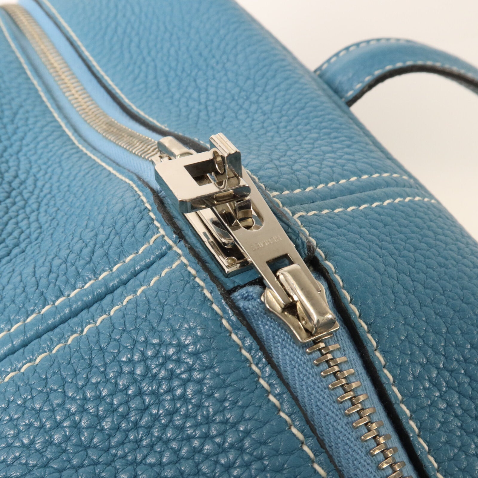 HERMES Clemence皮革Victoria 35手挽袋Bleu Jean