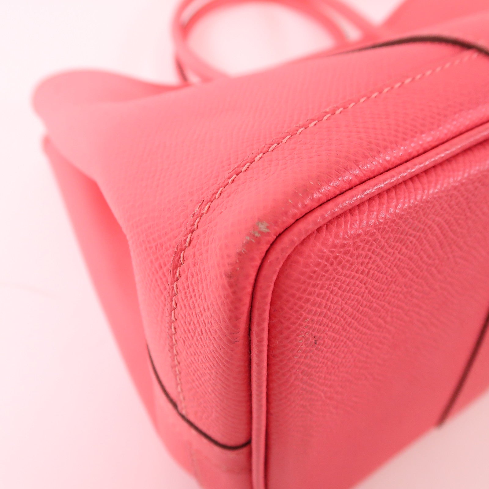 HERMES Epsom皮革Garden Party TPM銀扣手挽袋8W Rose Azalee