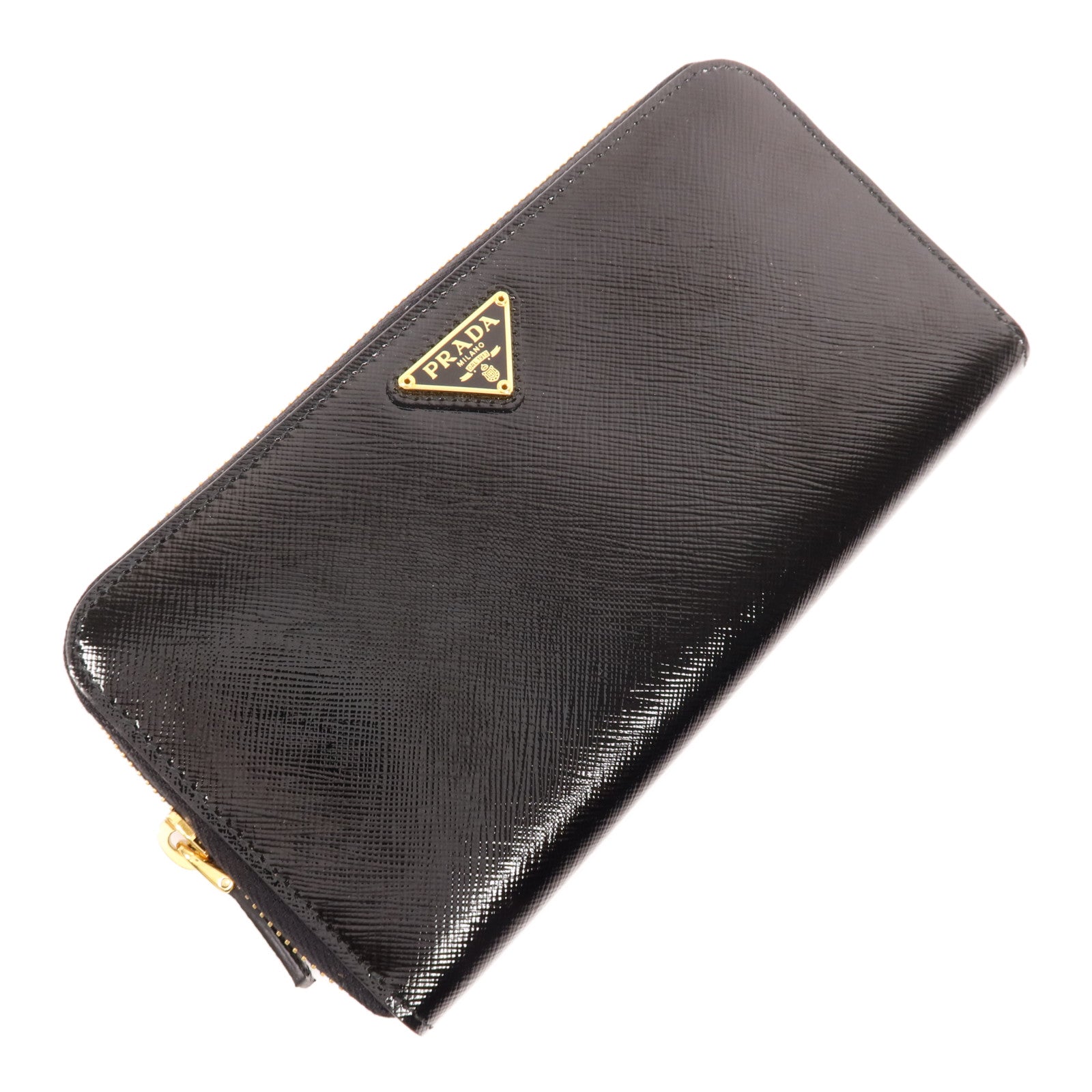 PRADA 漆皮皮革Long Wallet金扣長錢包