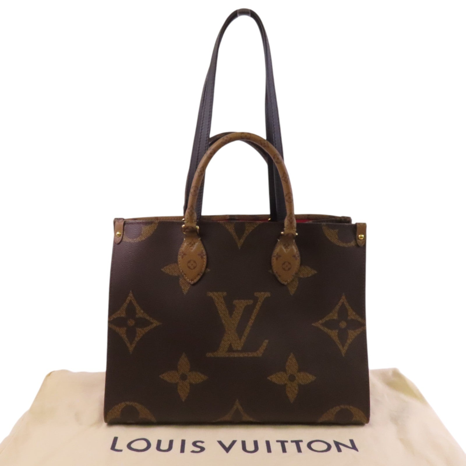 LOUIS VUITTON Monogram/Monogram Reverse On The Go MM金扣手挽肩背兩用袋