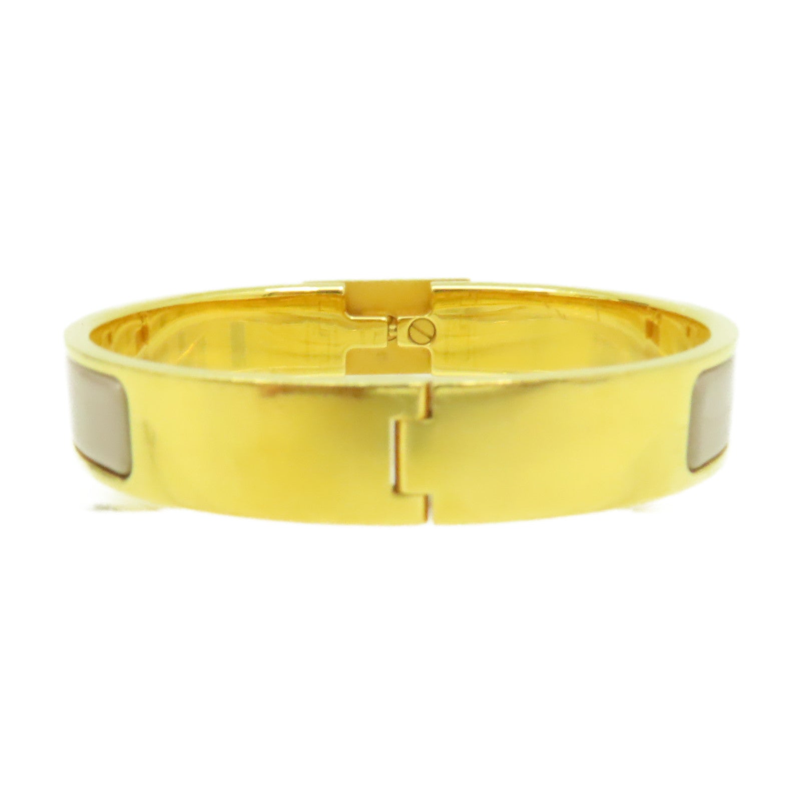HERMES 【激減優惠】金屬/琺瑯Clic Anneau Bracelet金扣手鐲金色/灰色