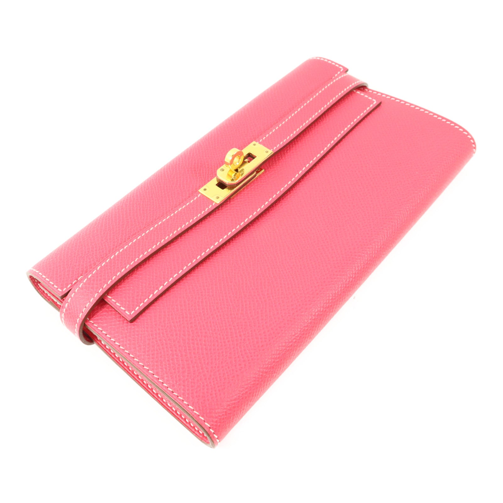 HERMES Epsom皮革Kelly Wallet長錢包Rose Tyrien