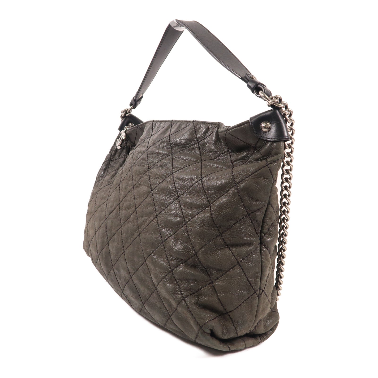 CHANEL 牛皮皮革Shoulder Bag銀扣鏈帶肩背袋