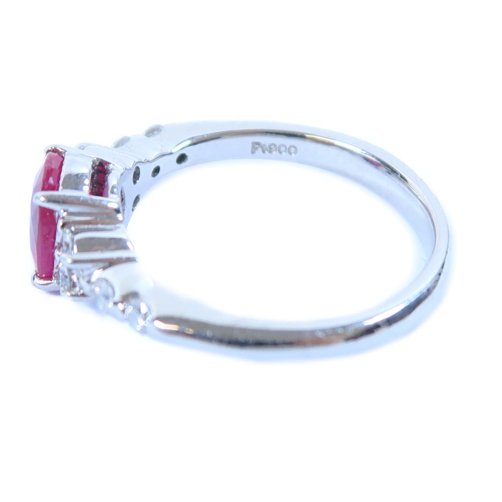 JEWELRY 【激減優惠】PT900鉑金Ruby Ring 1.41ct紅實石/0.24ct鑽石戒指US#6