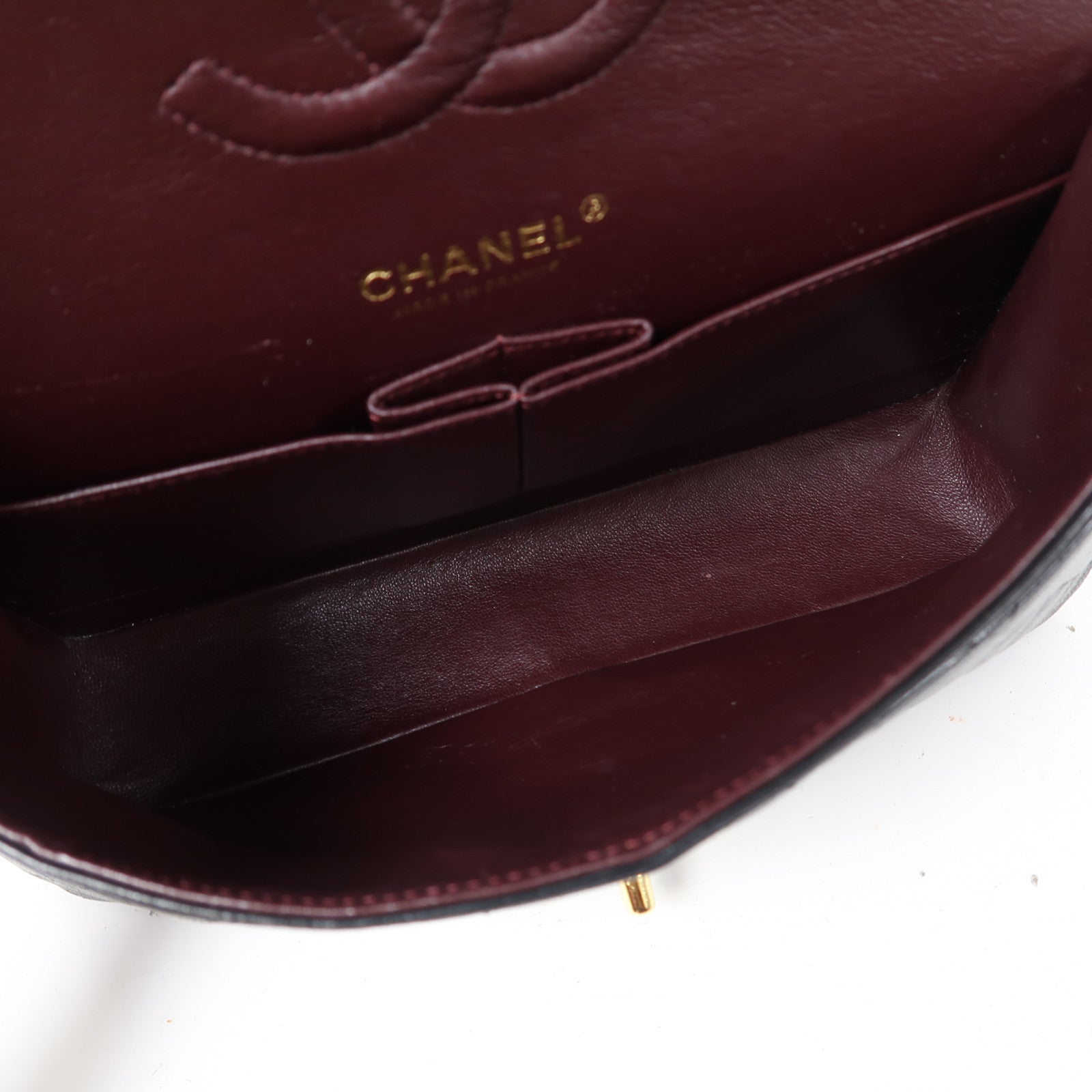 CHANEL 菱格羊皮皮革Classic金扣鏈帶肩背袋黑色