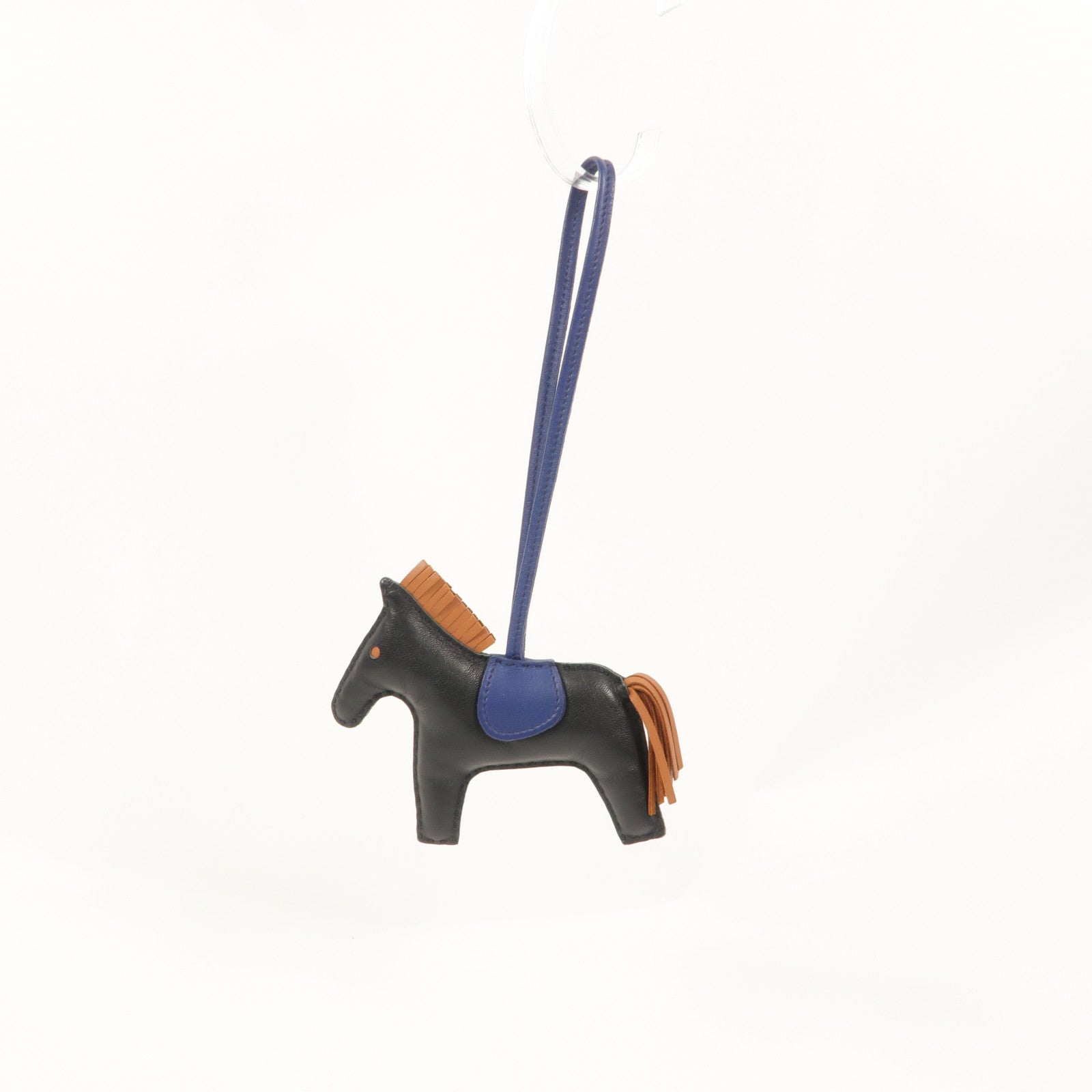 HERMES 【激減優惠】Milo皮革Rodeo MM掛飾Noir/Gold/Bleu Saphir