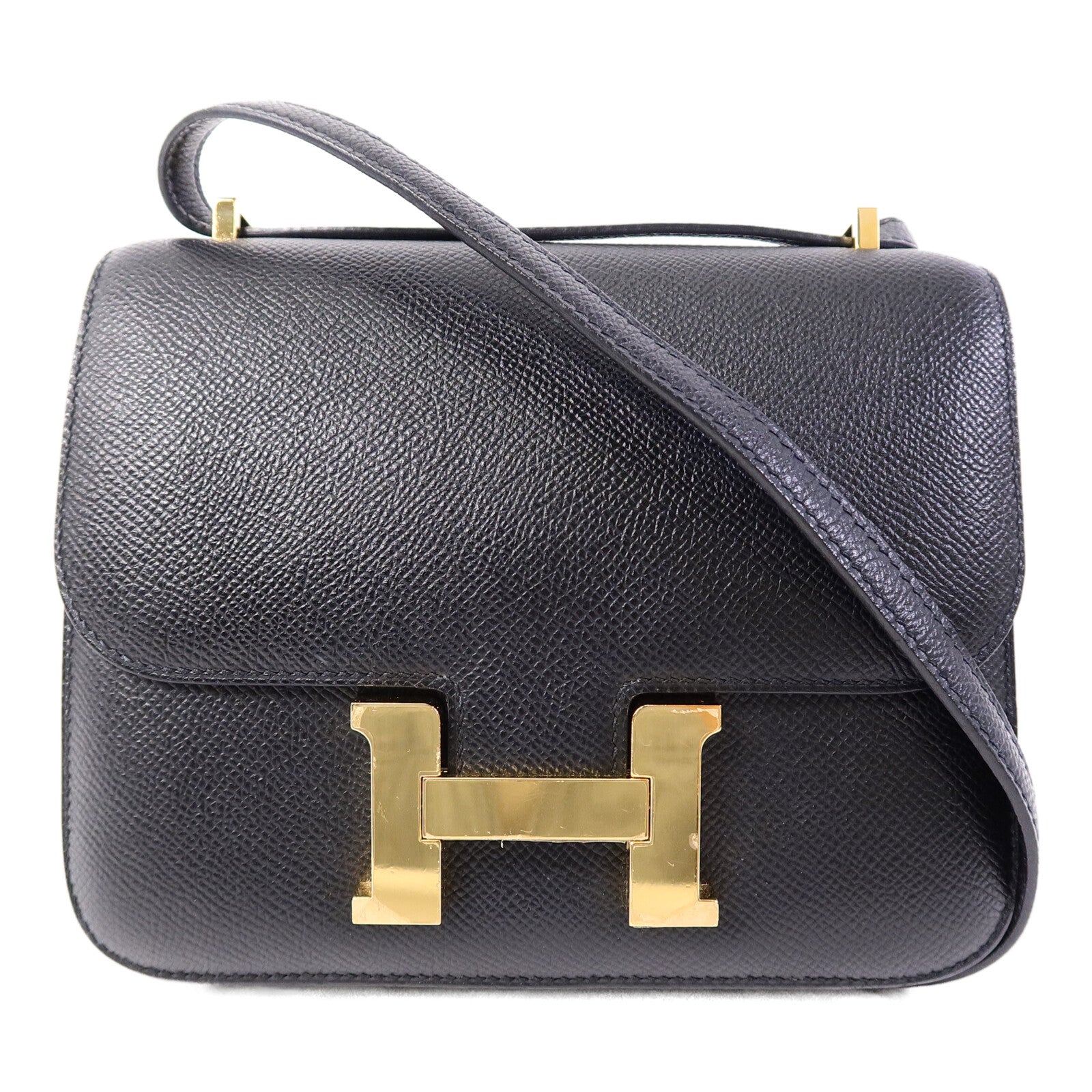 HERMES Epsom皮革Mini Constance肩背袋Noir