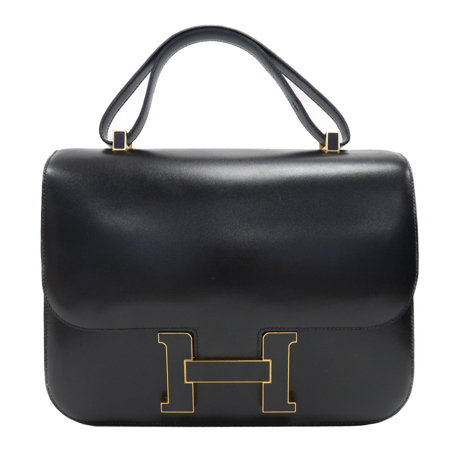 HERMES Box Calf皮革Constance 29金扣手挽袋黑色