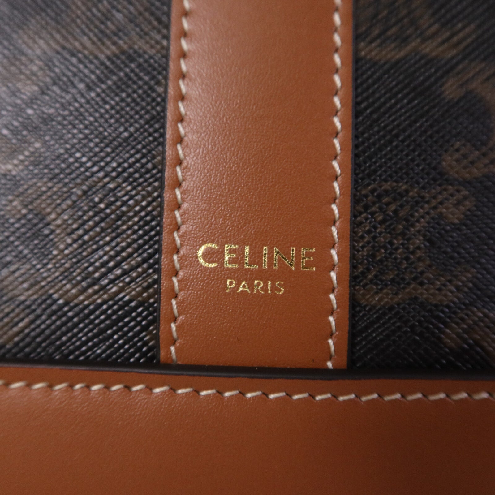 CELINE 塗層帆布Triomphe Bucket Small金扣肩背袋