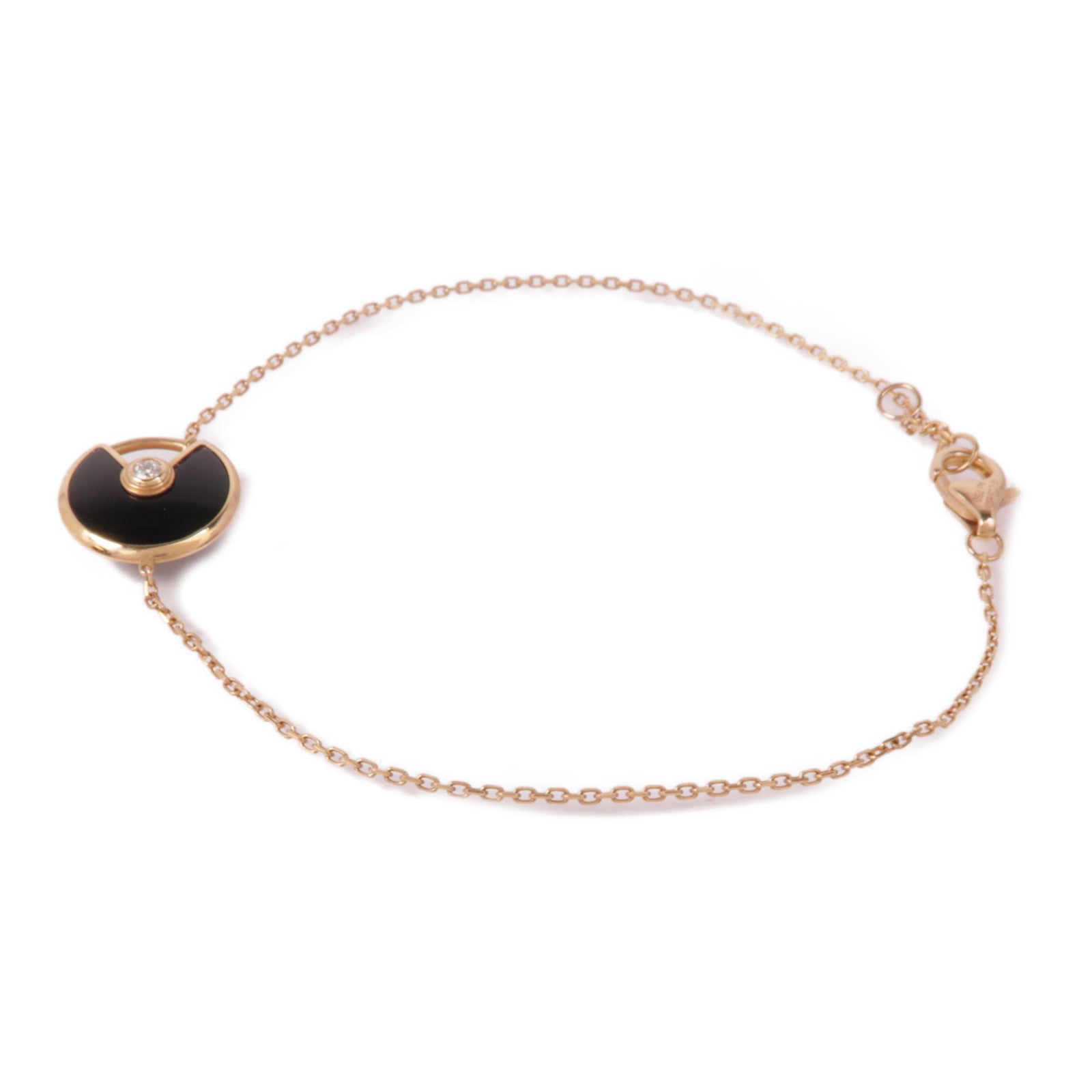 CARTIER 18K玫瑰金Amulette De Cartier XS黑瑪瑙/鑽石手鏈