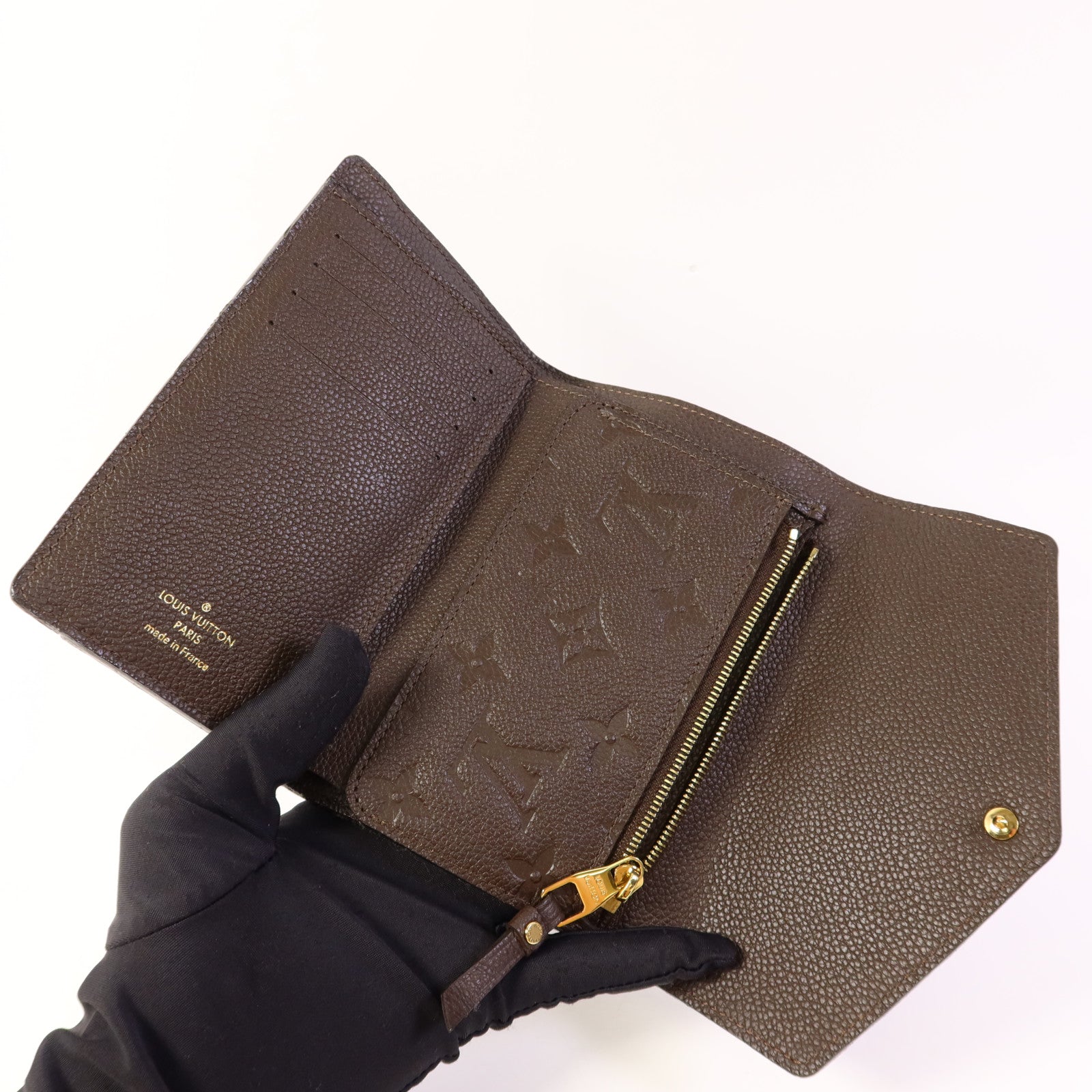 LOUIS VUITTON Monogram Empreinte Compact Curieuse Trifold Wallet金扣錢包