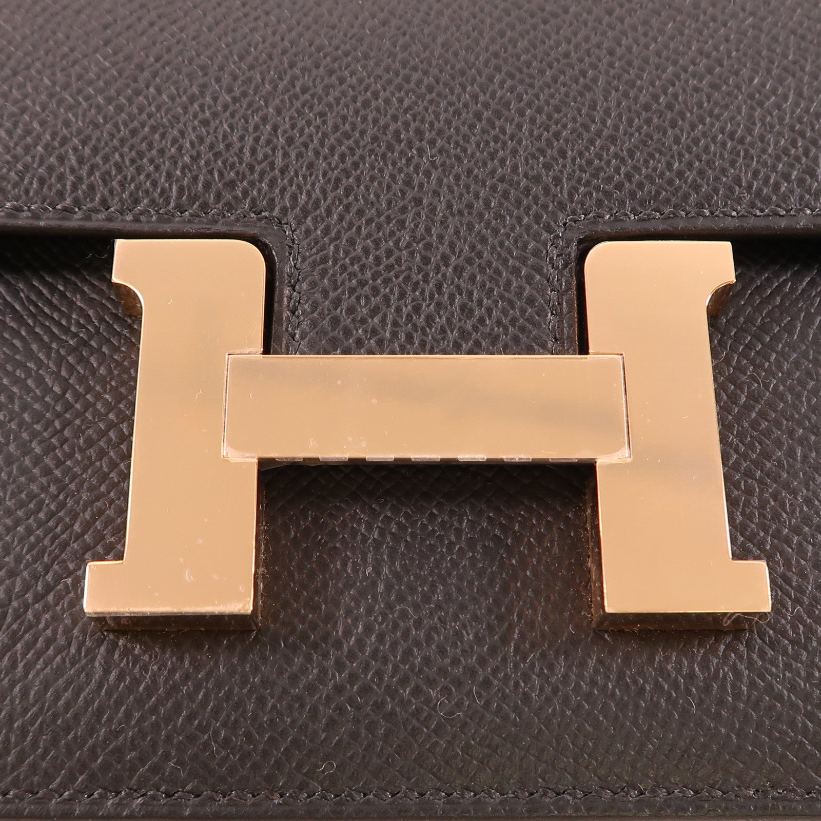 HERMES Epsom皮革Constance Elan金扣肩背袋Noir