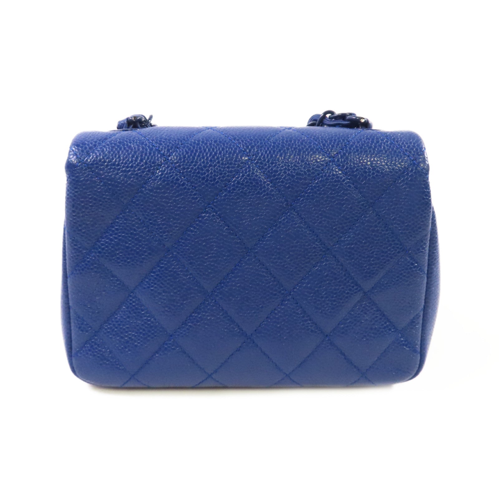 CHANEL 菱格Caviar皮革Chain Shoulder Bag鏈帶肩背袋藍色