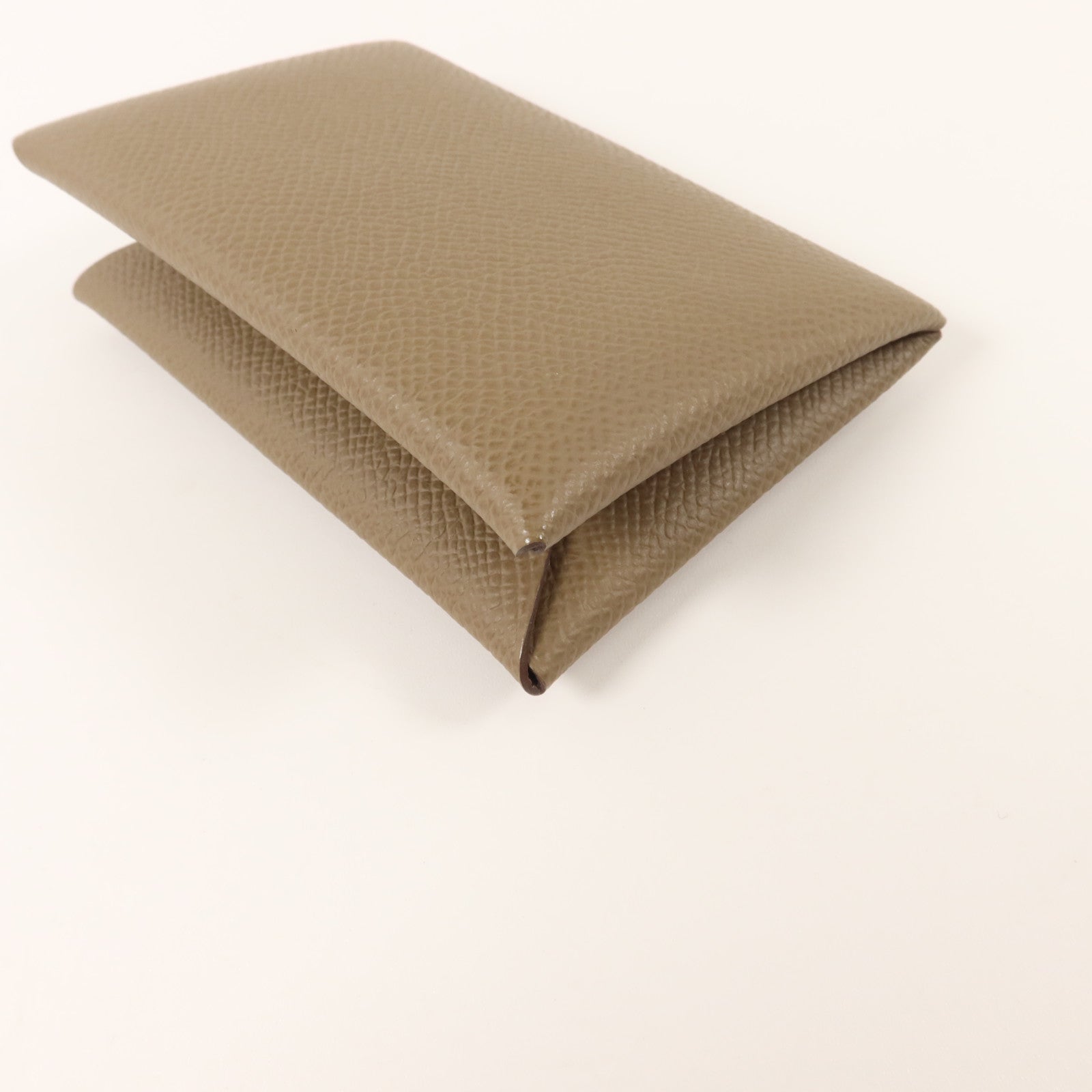 HERMES Epsom皮革Calvi Card Case卡片套Etoupe