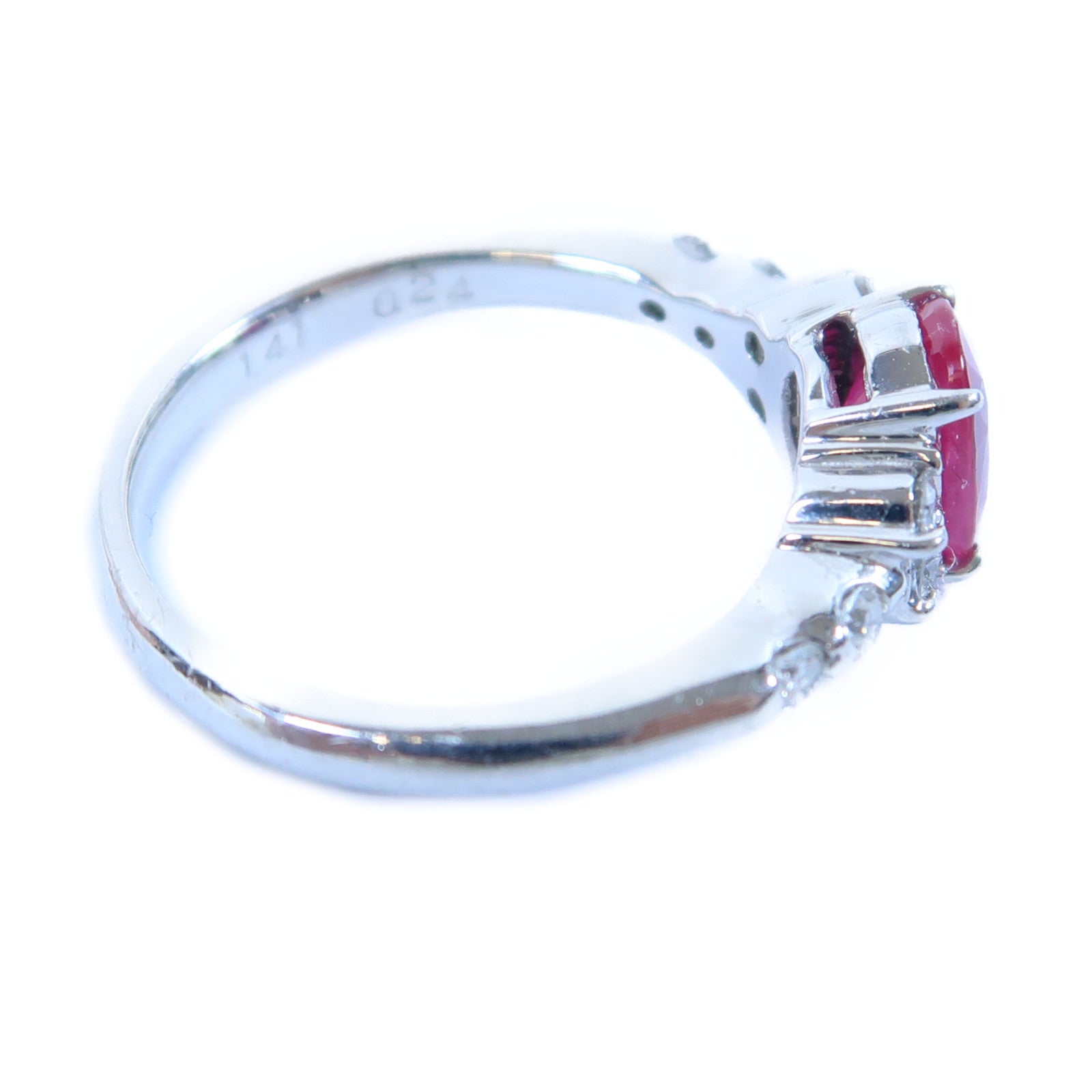 JEWELRY 【激減優惠】PT900鉑金Ruby Ring 1.41ct紅實石/0.24ct鑽石戒指US#6