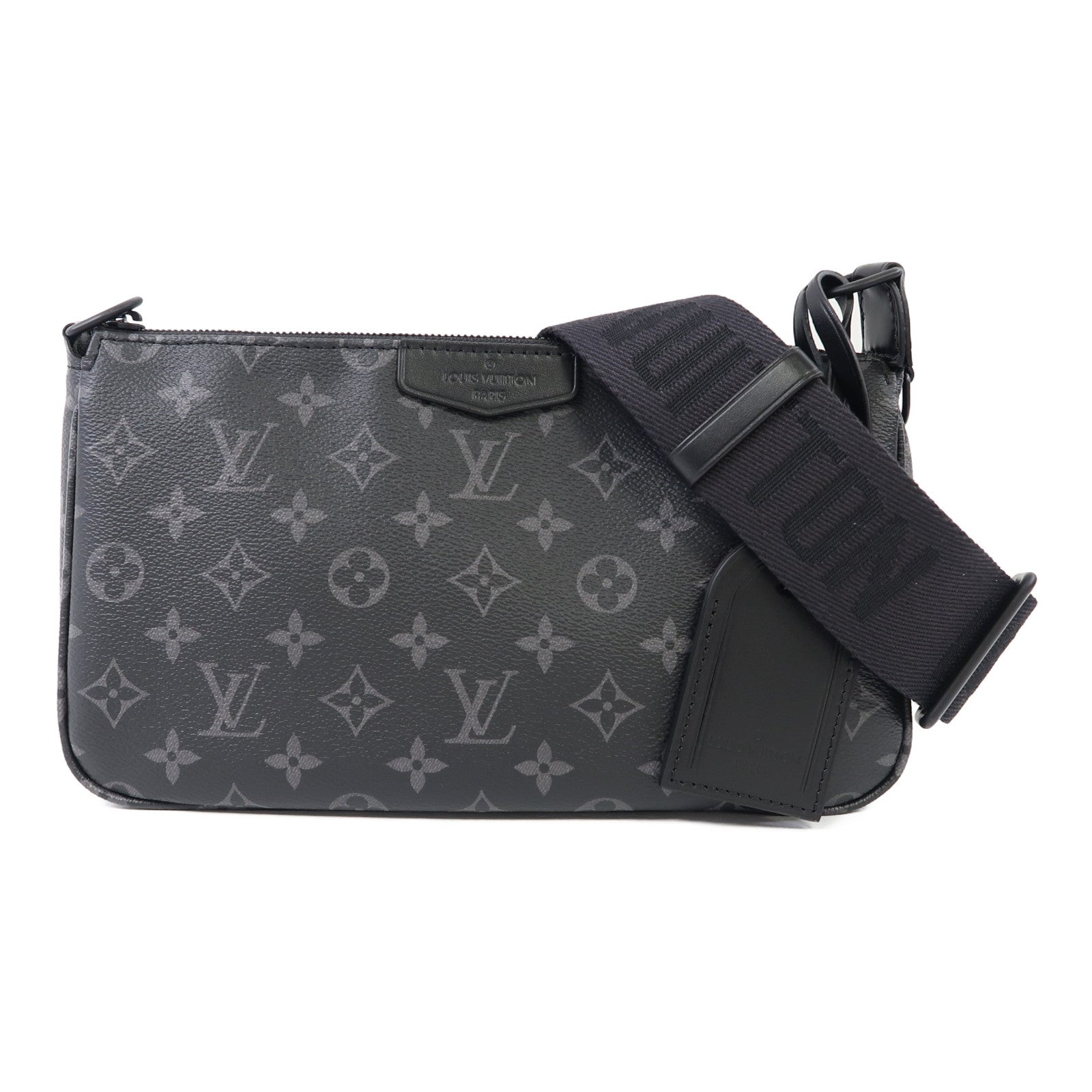 LOUIS VUITTON Monogram Eclipse Pochette Accessoire XL肩背袋黑色