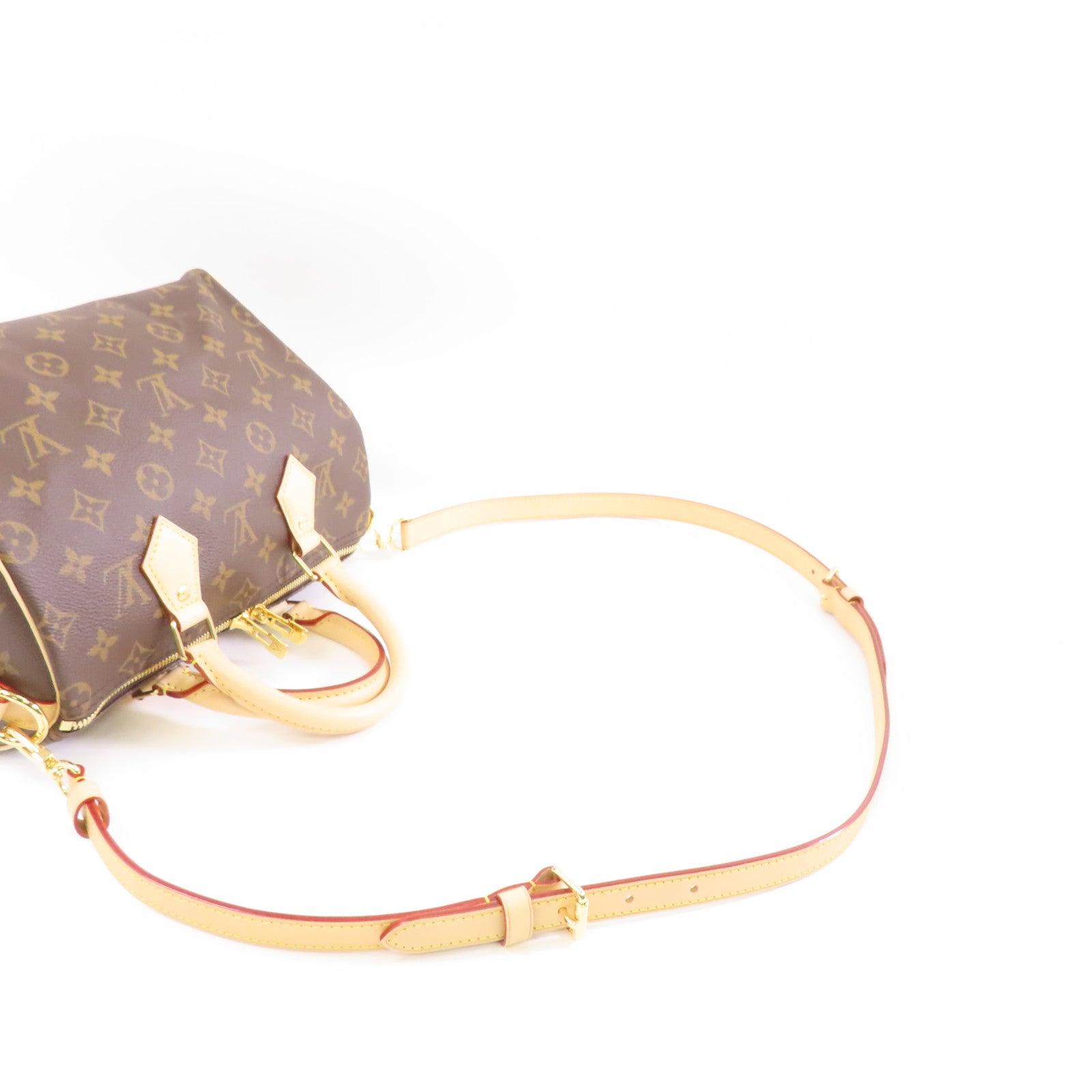 LOUIS VUITTON Monogram Speedy Bandouliere 25金扣手挽肩背兩用袋棕色