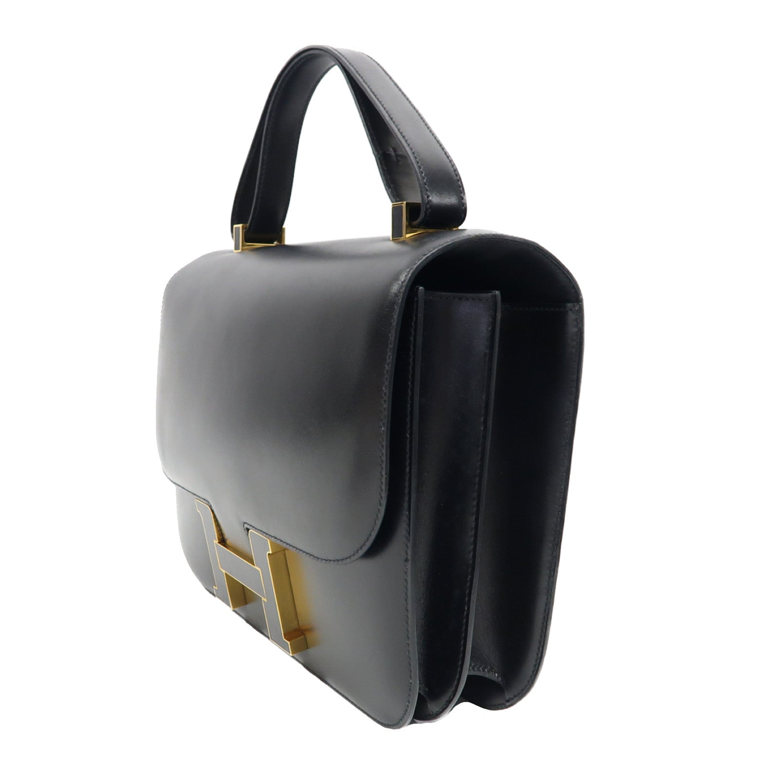 HERMES Box Calf皮革Constance 29金扣手挽袋黑色