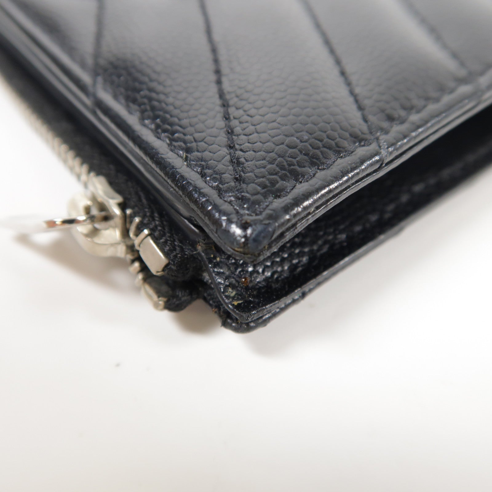 YVES SAINT LAURENT 牛皮皮革Wallet銀扣錢包