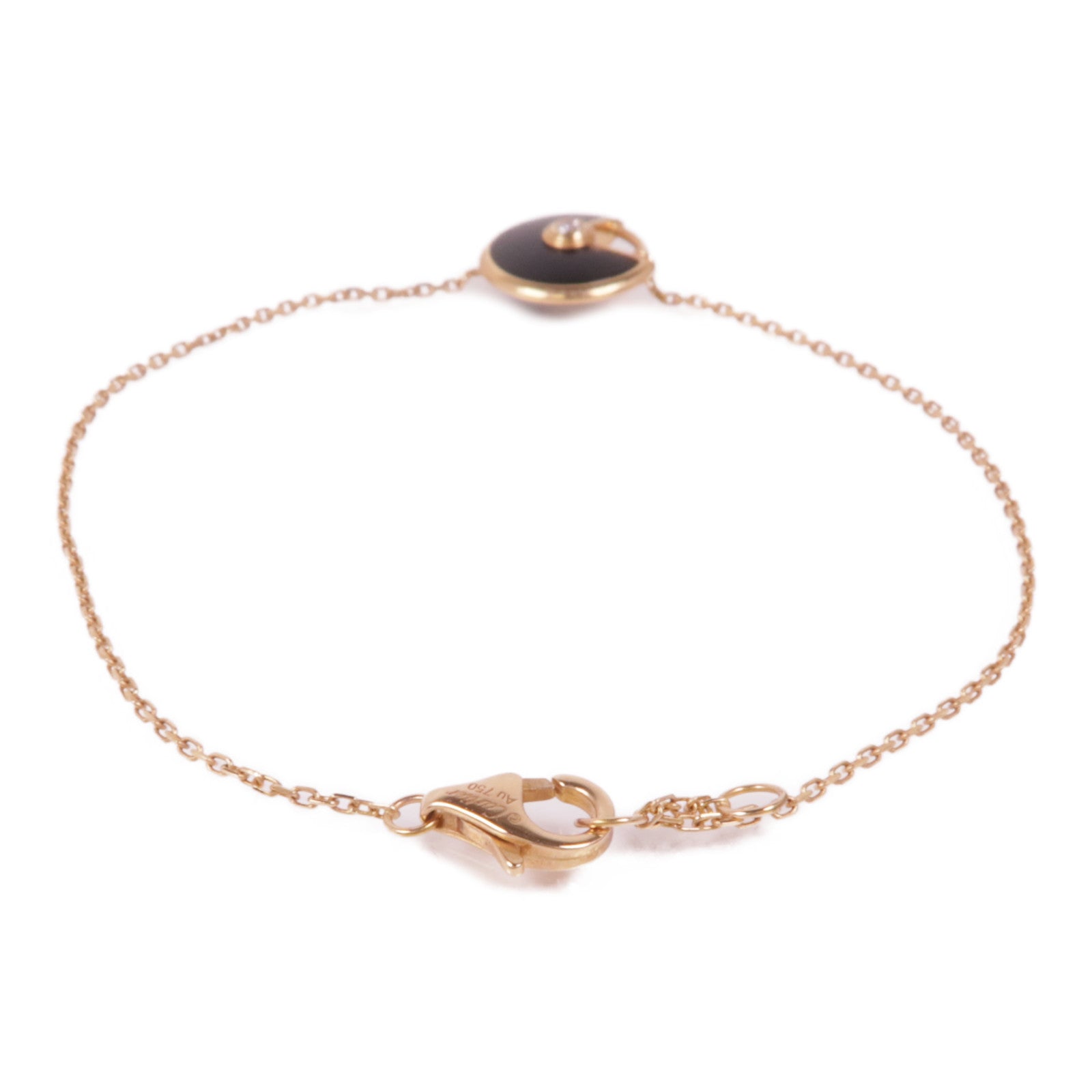 CARTIER 18K玫瑰金Amulette De Cartier XS黑瑪瑙/鑽石手鏈