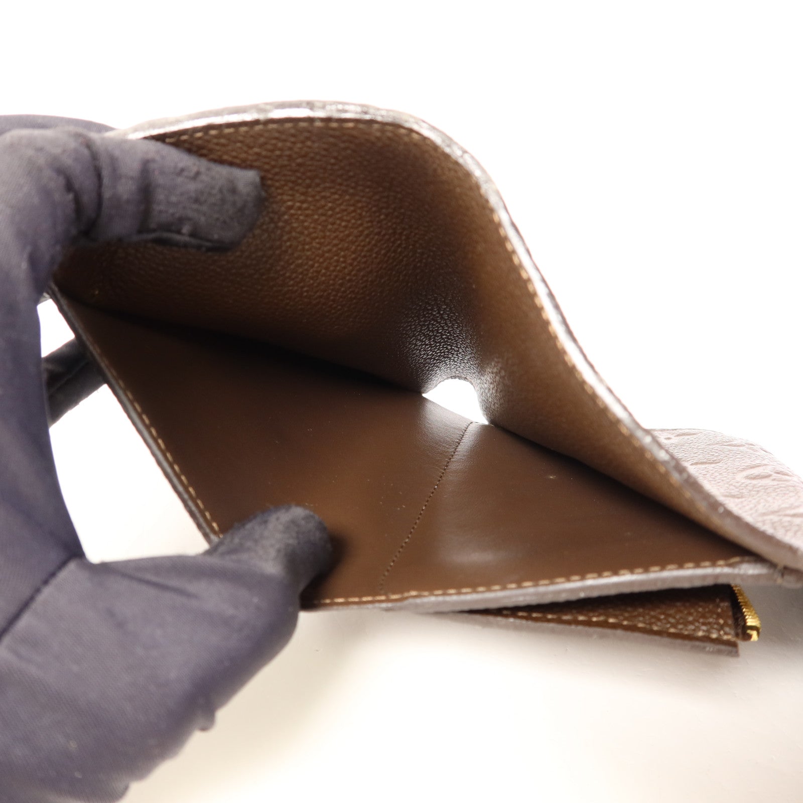 LOUIS VUITTON Monogram Empreinte Compact Curieuse Trifold Wallet金扣錢包