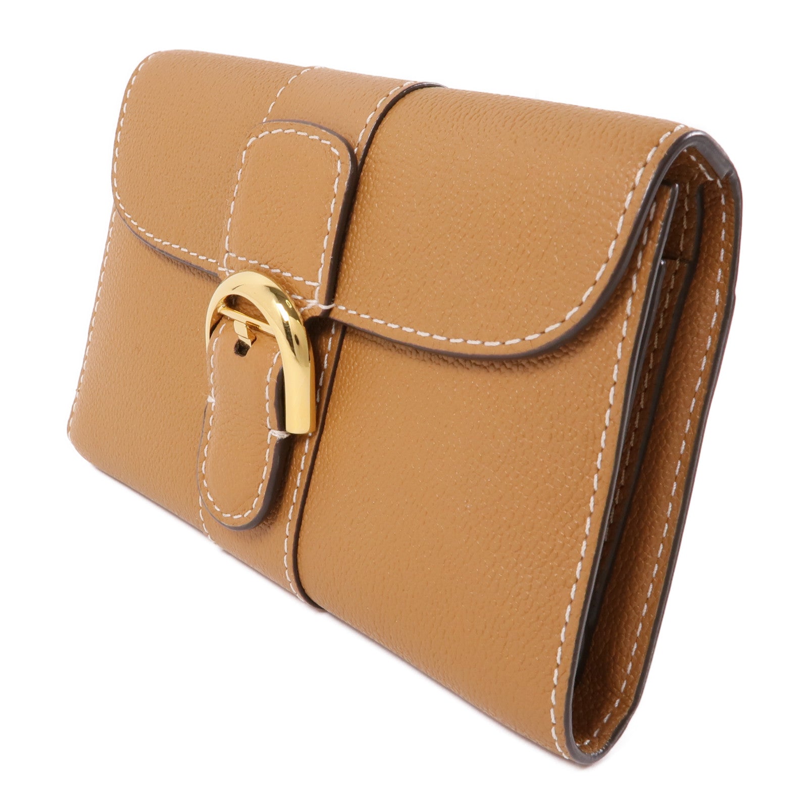 Delvaux 牛皮皮革Wallet金扣錢包棕色
