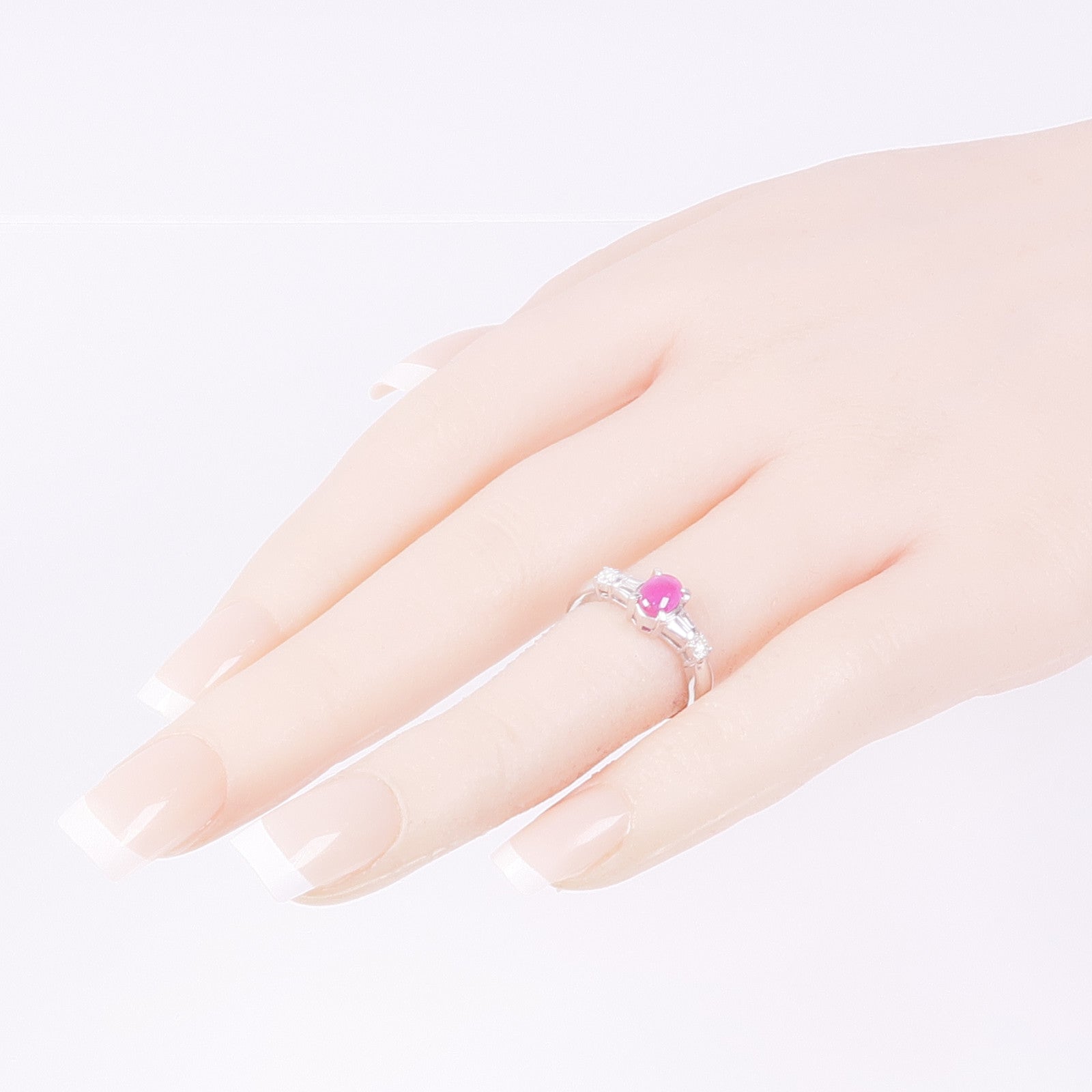 JEWELRY PT900鉑金Star Ruby Diamond Ring星光紅寶石/鑽石戒指US#5.75