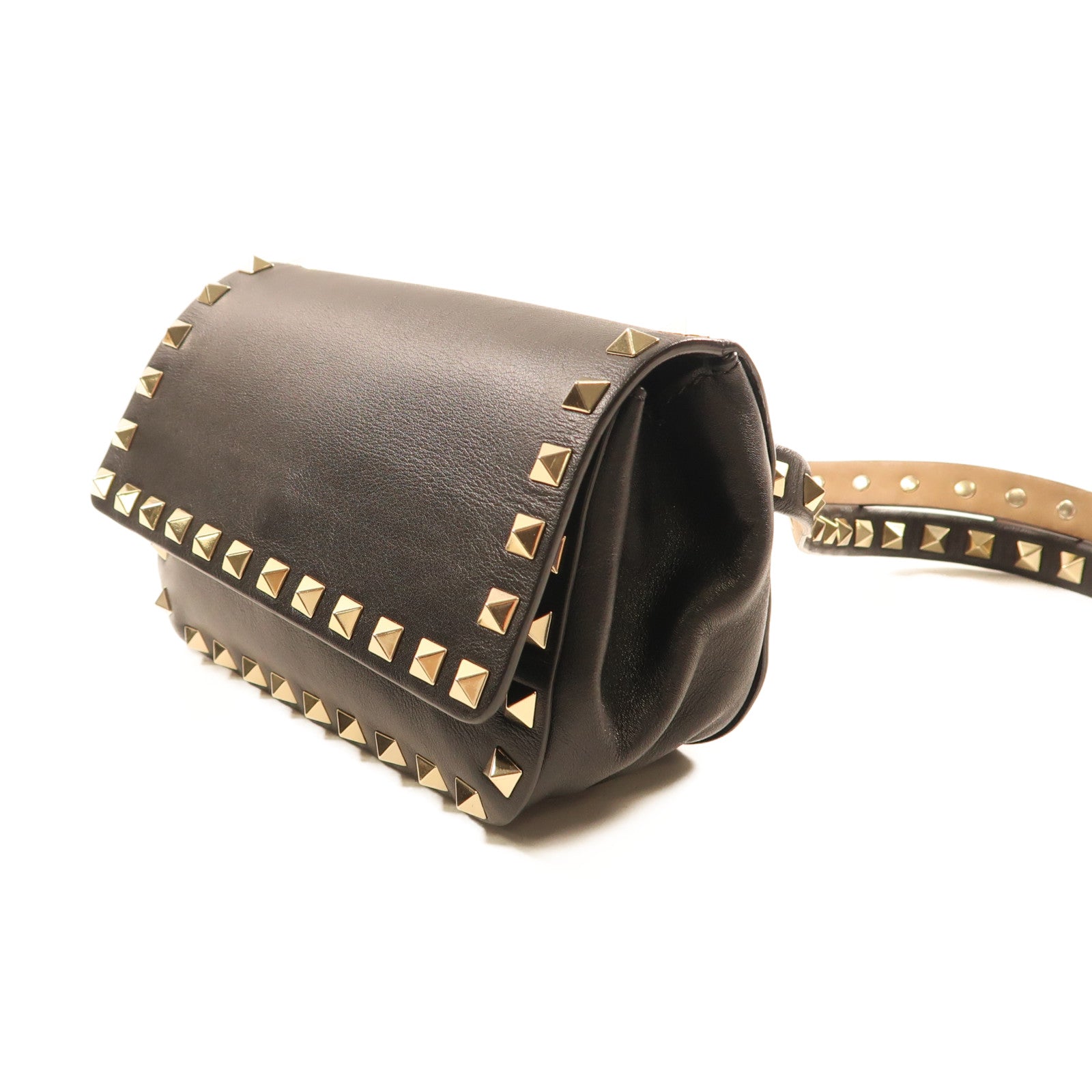 Valentino GHW Waist Bag Calfskin Leather Black