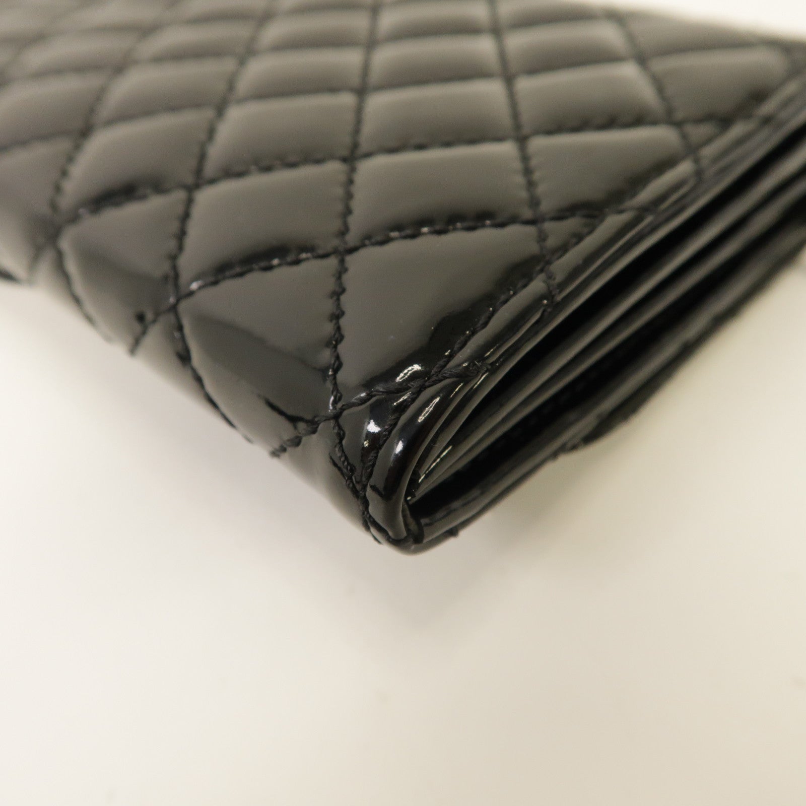 CHANEL 菱格漆皮皮革Chain Shoulder銀扣鏈帶肩背帶黑色