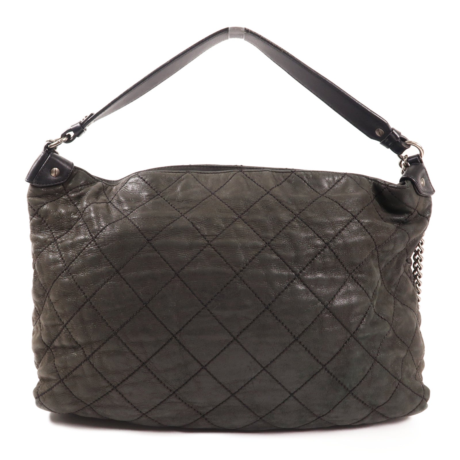 CHANEL 牛皮皮革Shoulder Bag銀扣鏈帶肩背袋