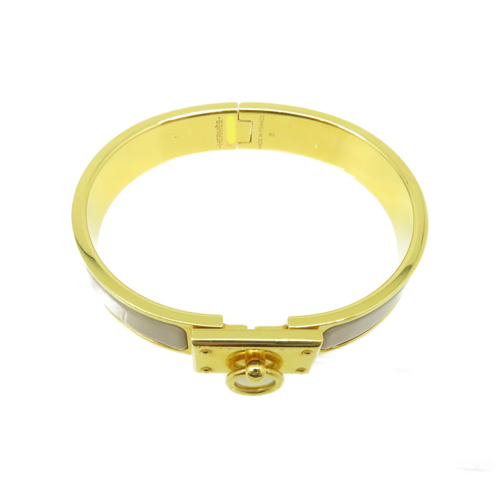 HERMES 【激減優惠】金屬/琺瑯Clic Anneau Bracelet金扣手鐲金色/灰色