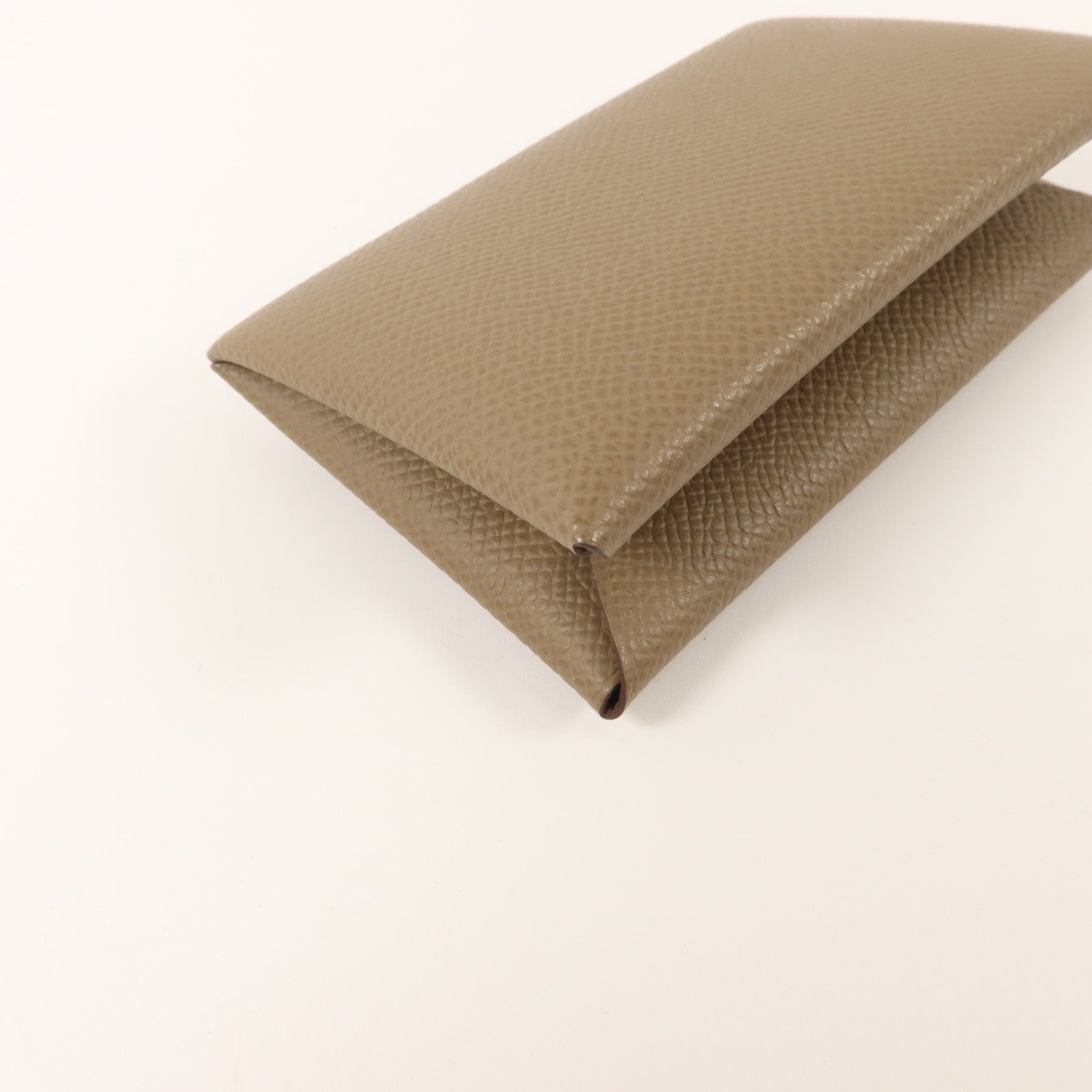HERMES Epsom皮革Calvi Card Case卡片套Etoupe