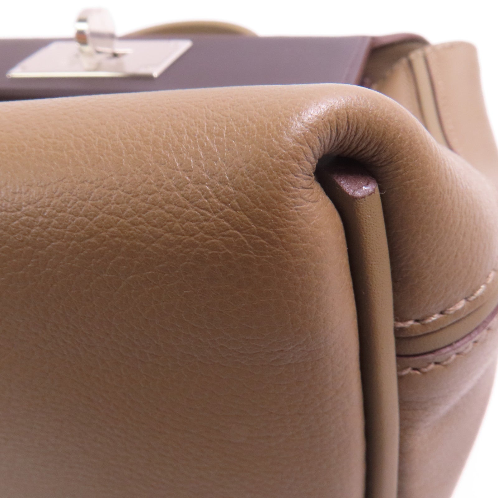 HERMES Evercolor/Swift皮革24/24 Mini銀扣手挽肩背兩用袋Etoupe/Ebene