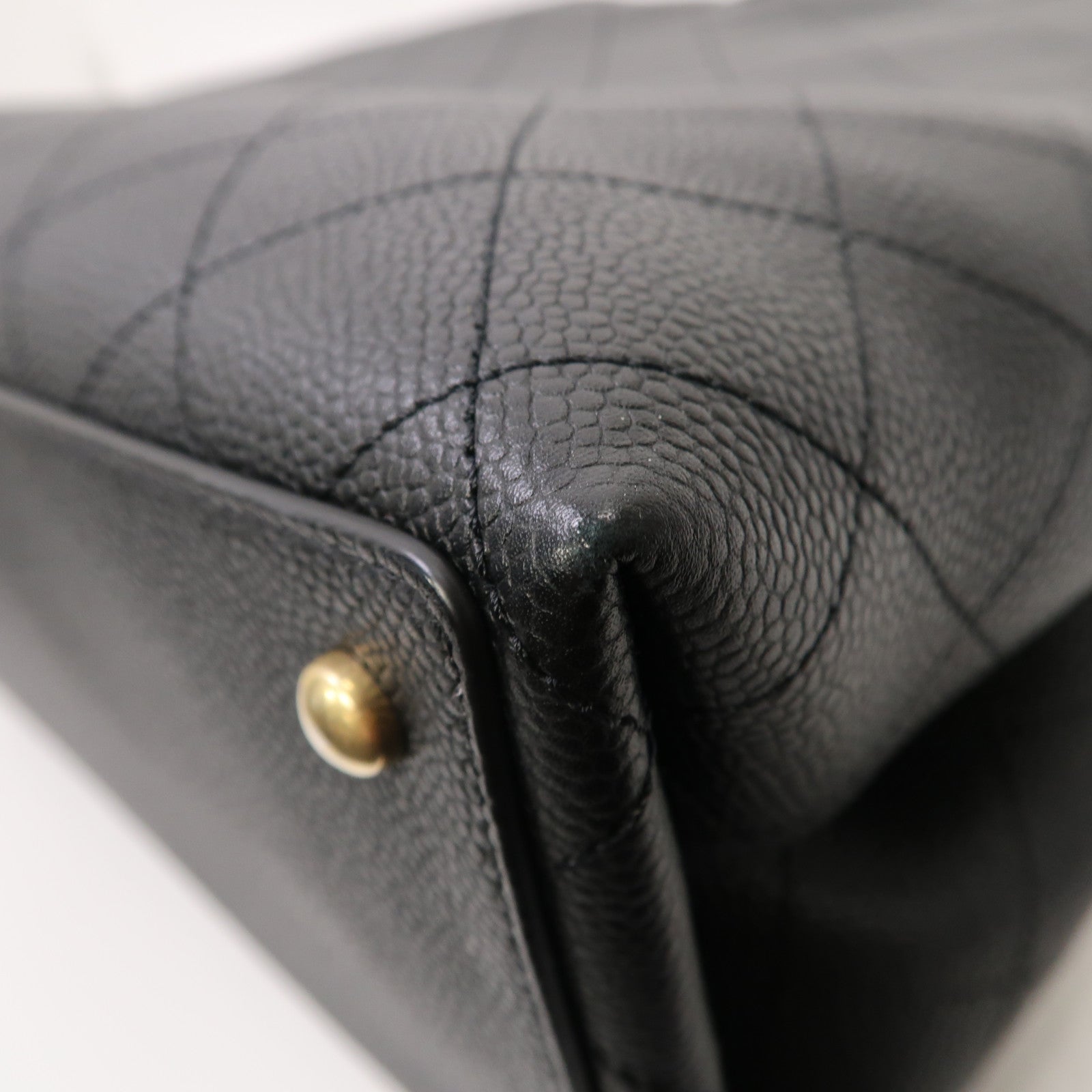 CHANEL 【激減優惠】菱格Caviar皮革Shoulder Tote金扣手挽肩背兩用袋黑色
