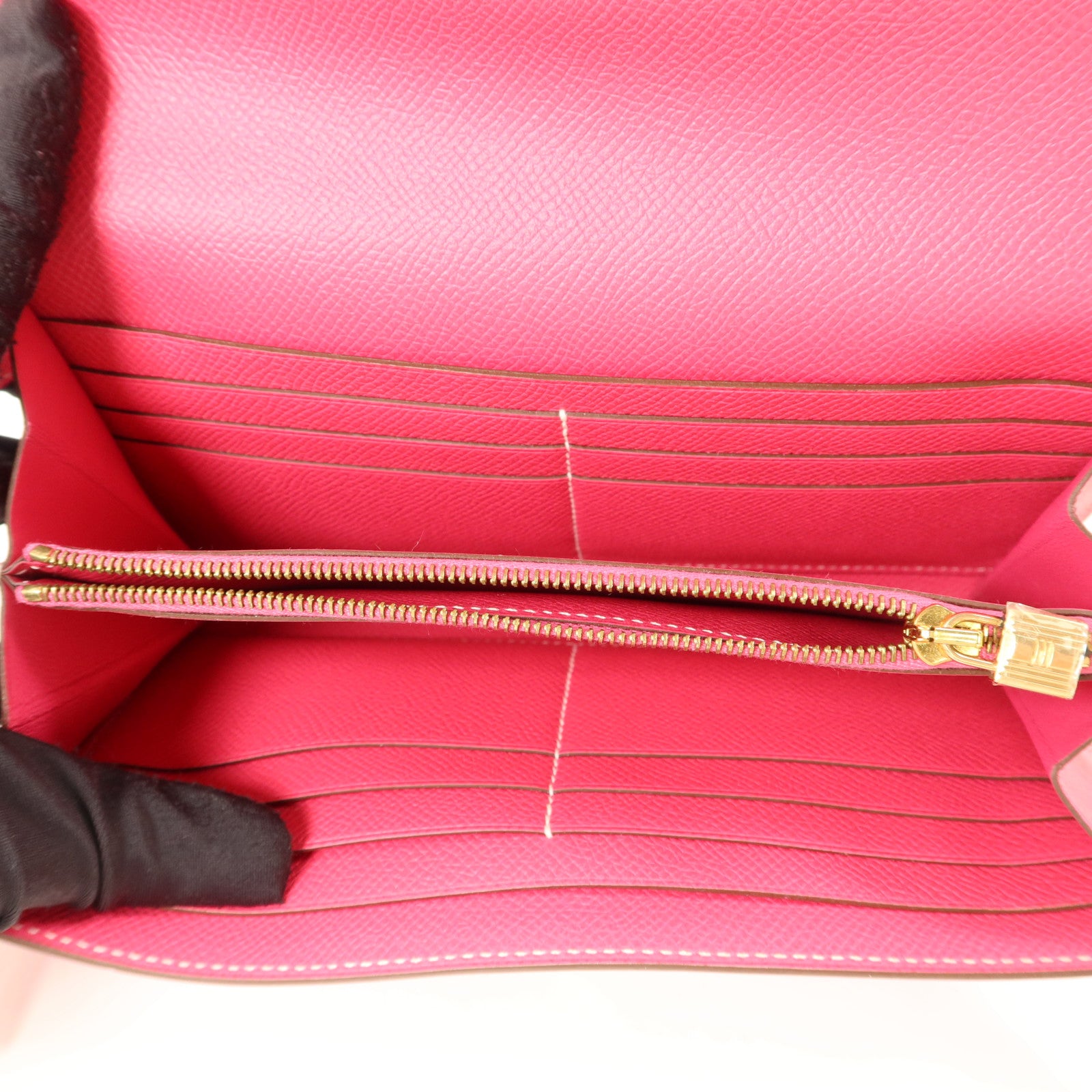 HERMES Epsom皮革Kelly Wallet長錢包Rose Tyrien