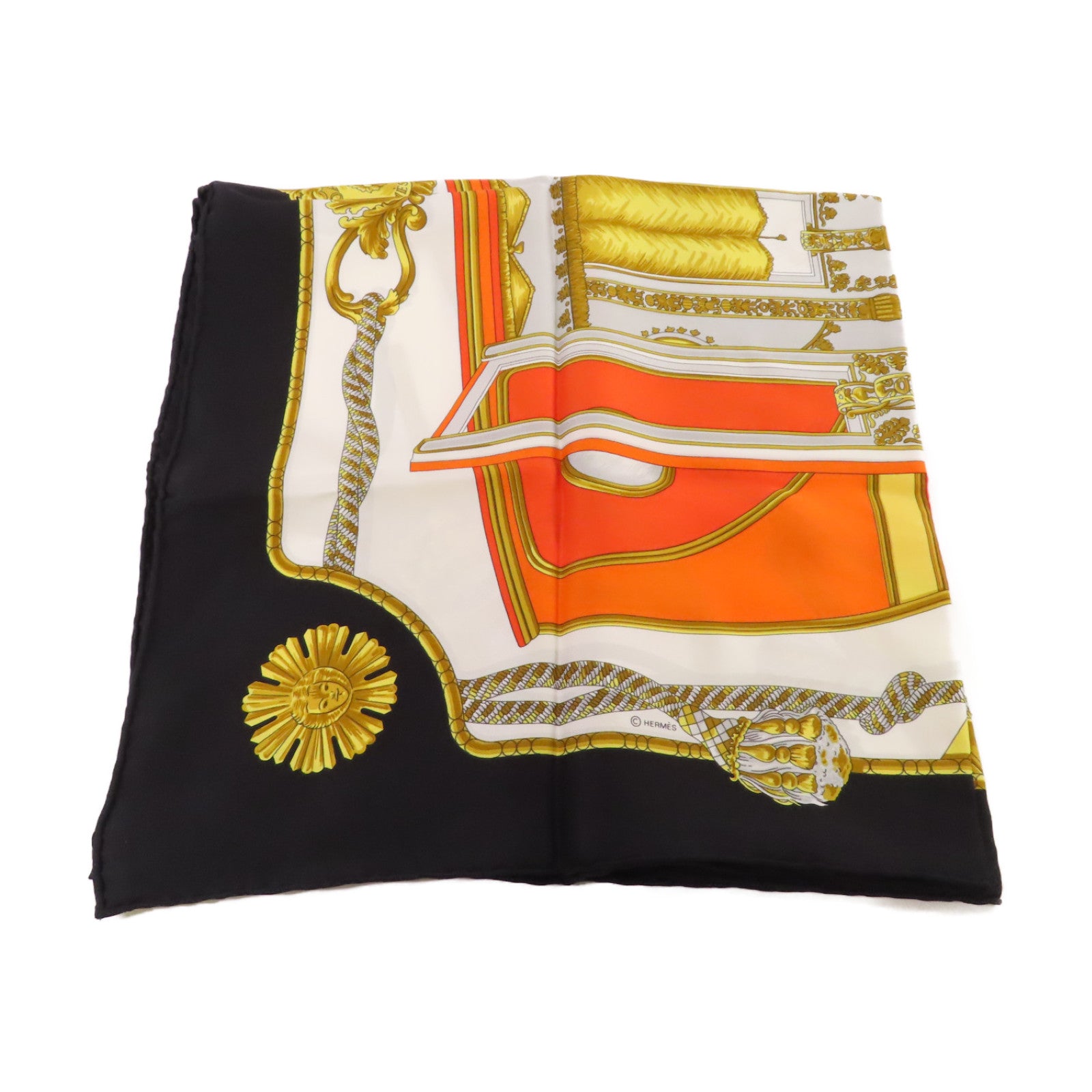 HERMES 【激減優惠】絲質65x65 Scarf絲巾白色/黑色/橙色/彩色