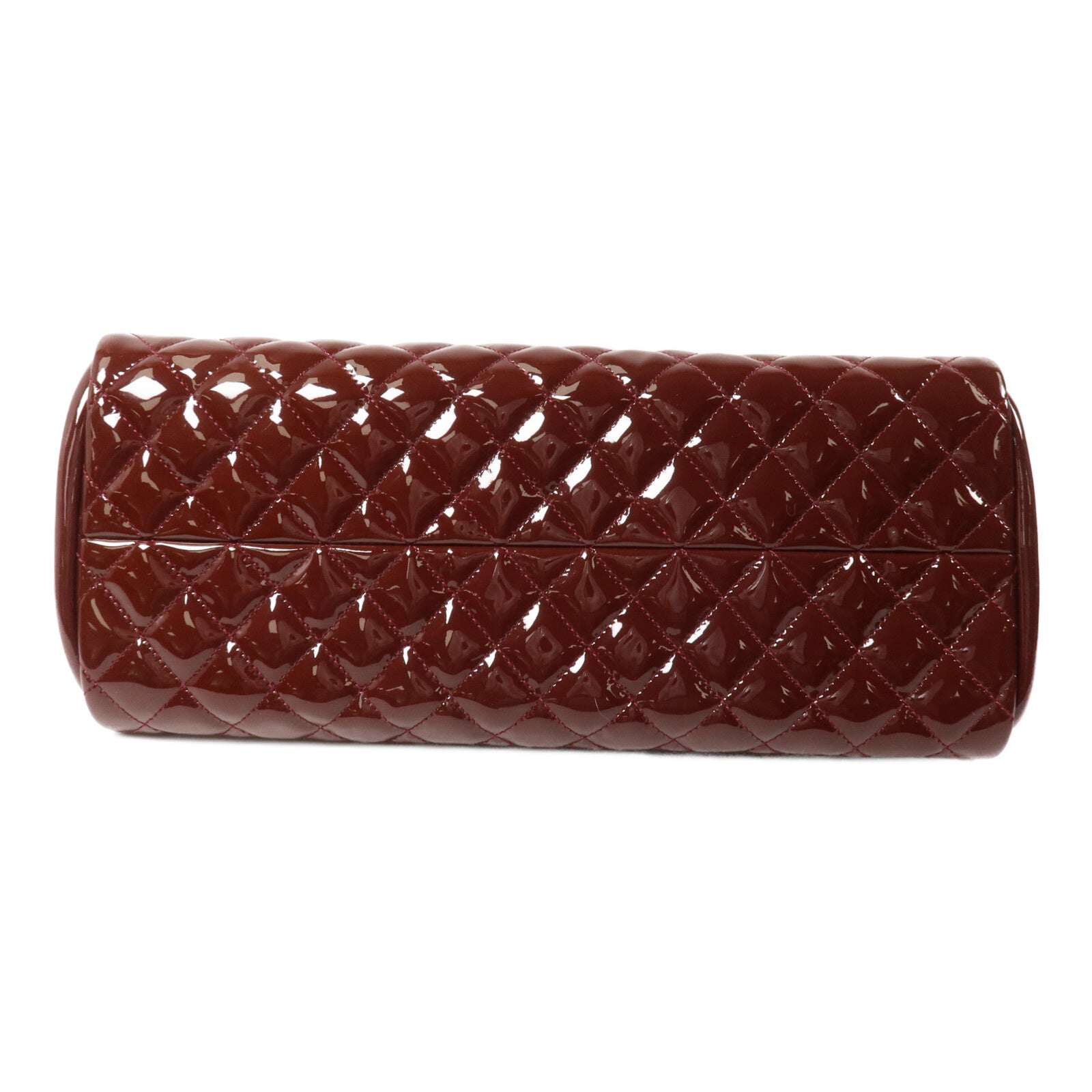 CHANEL 漆皮皮革Mademoiselle Bowling Bag鏈帶肩背袋