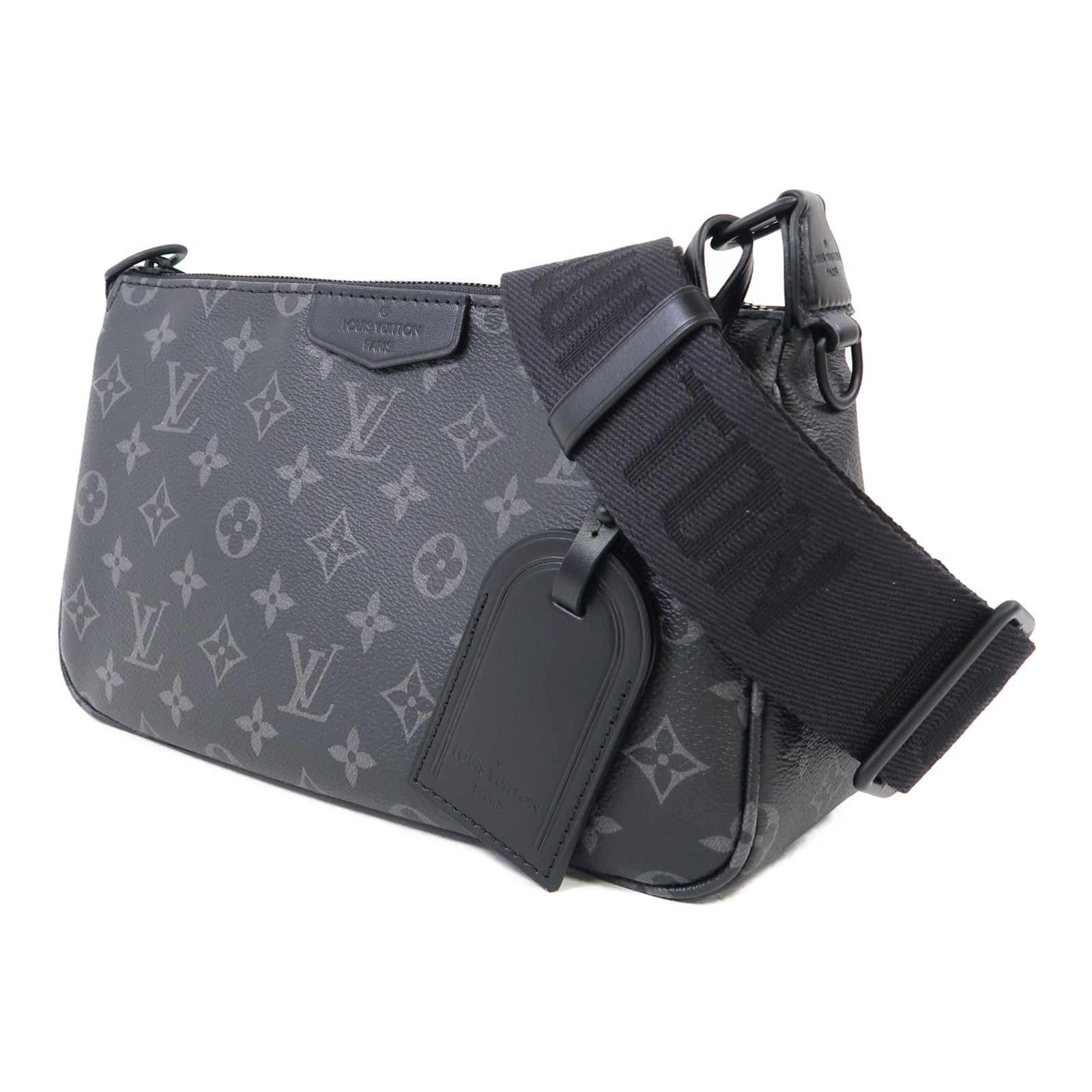LOUIS VUITTON Monogram Eclipse Pochette Accessoire XL肩背袋黑色