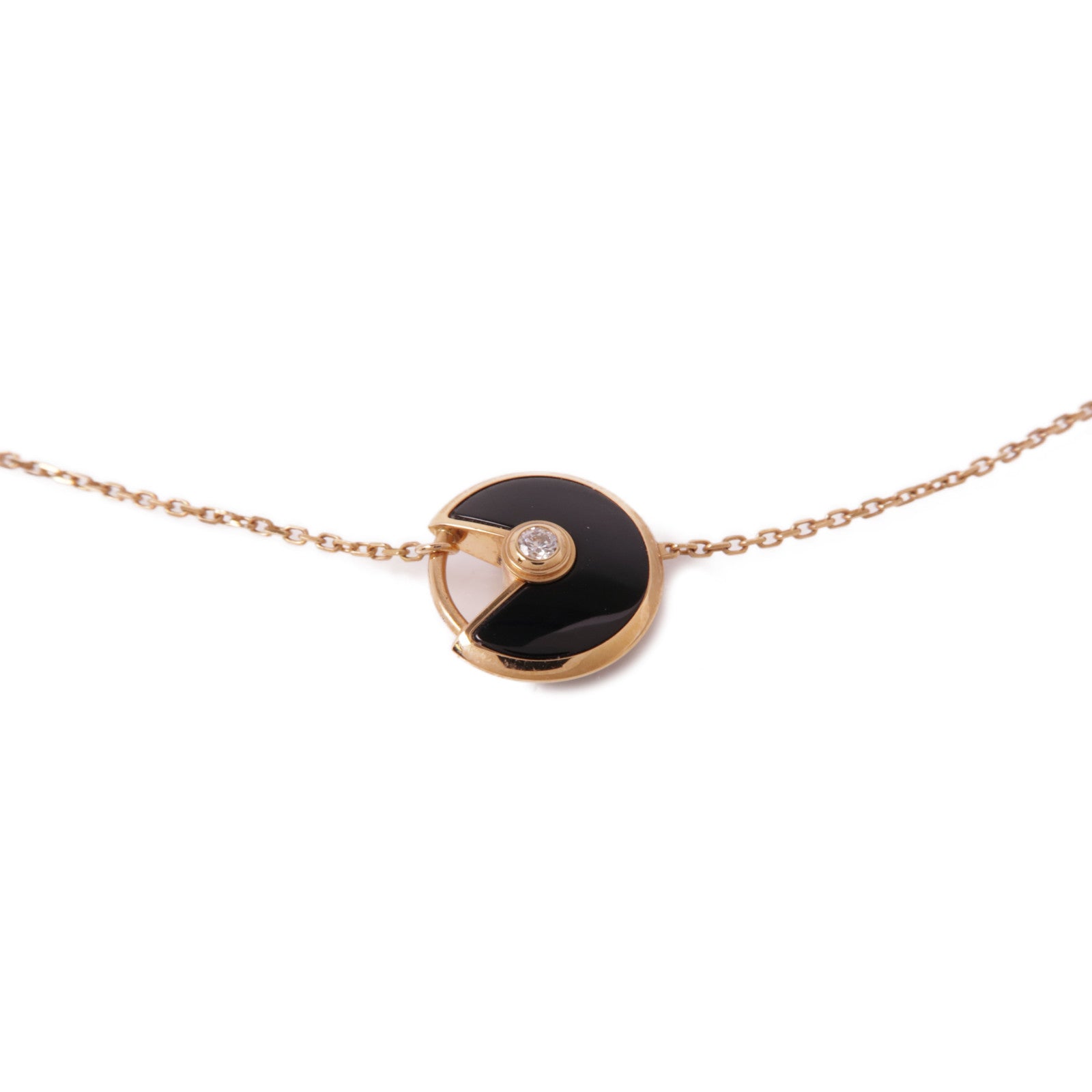 CARTIER 18K玫瑰金Amulette De Cartier XS黑瑪瑙/鑽石手鏈