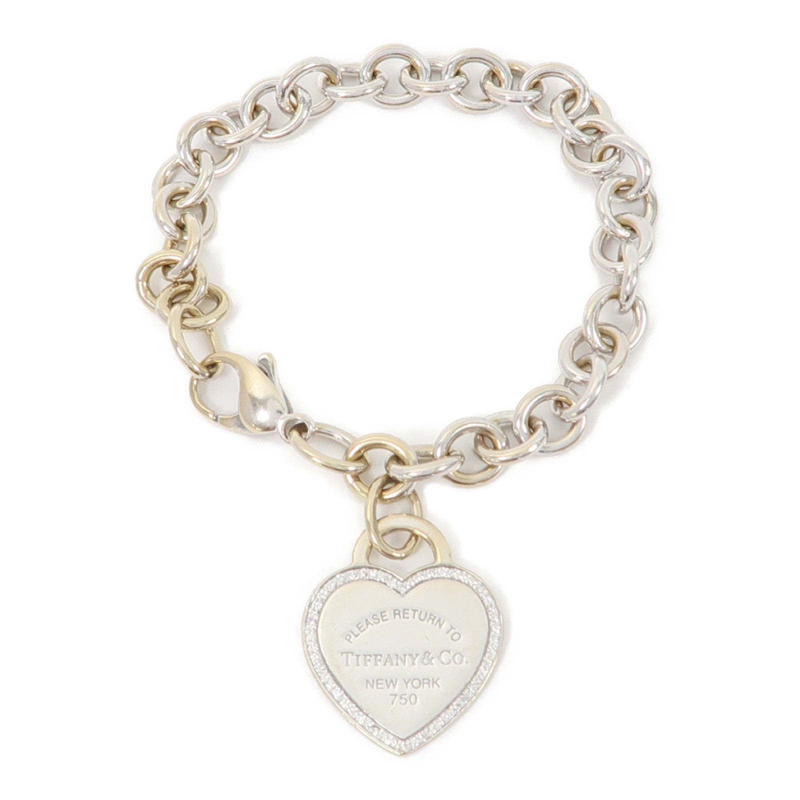 TIFFANY＆CO 18K白金Please Return To Bracelet Diamond手鏈