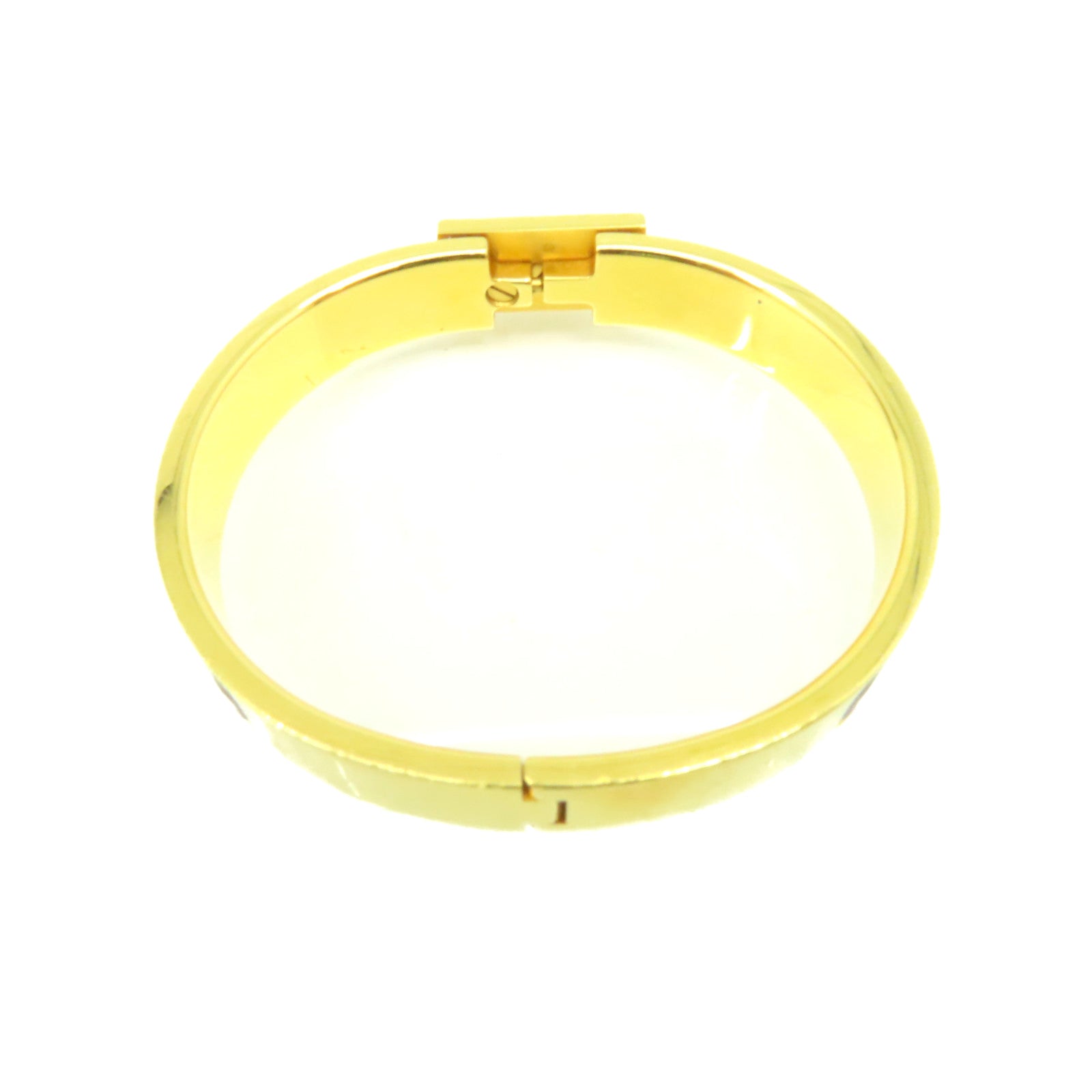 HERMES 【激減優惠】金屬/琺瑯Clic Anneau Bracelet金扣手鐲金色/灰色
