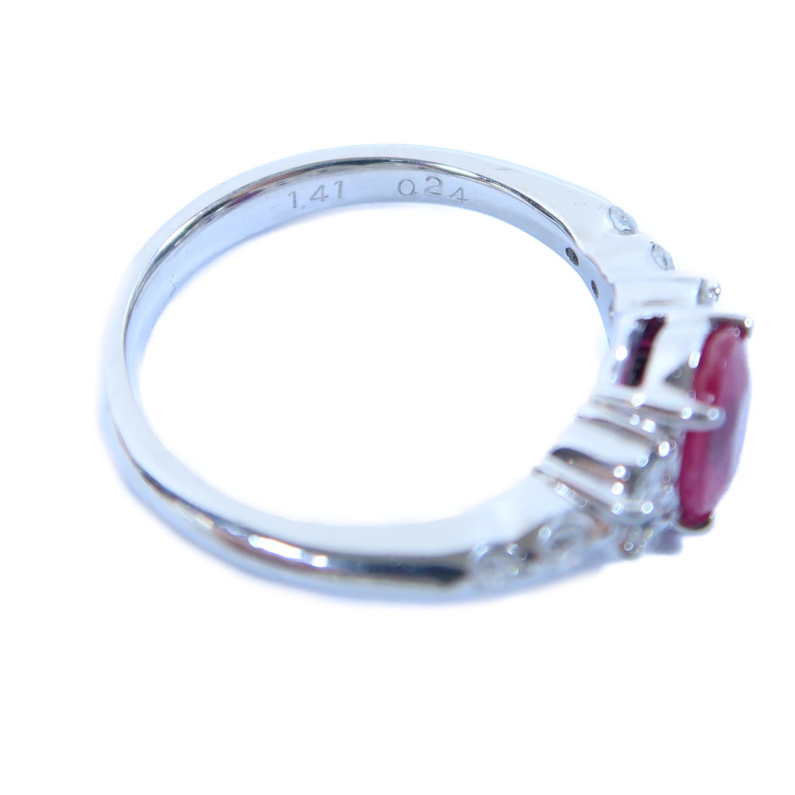JEWELRY 【激減優惠】PT900鉑金Ruby Ring 1.41ct紅實石/0.24ct鑽石戒指US#6