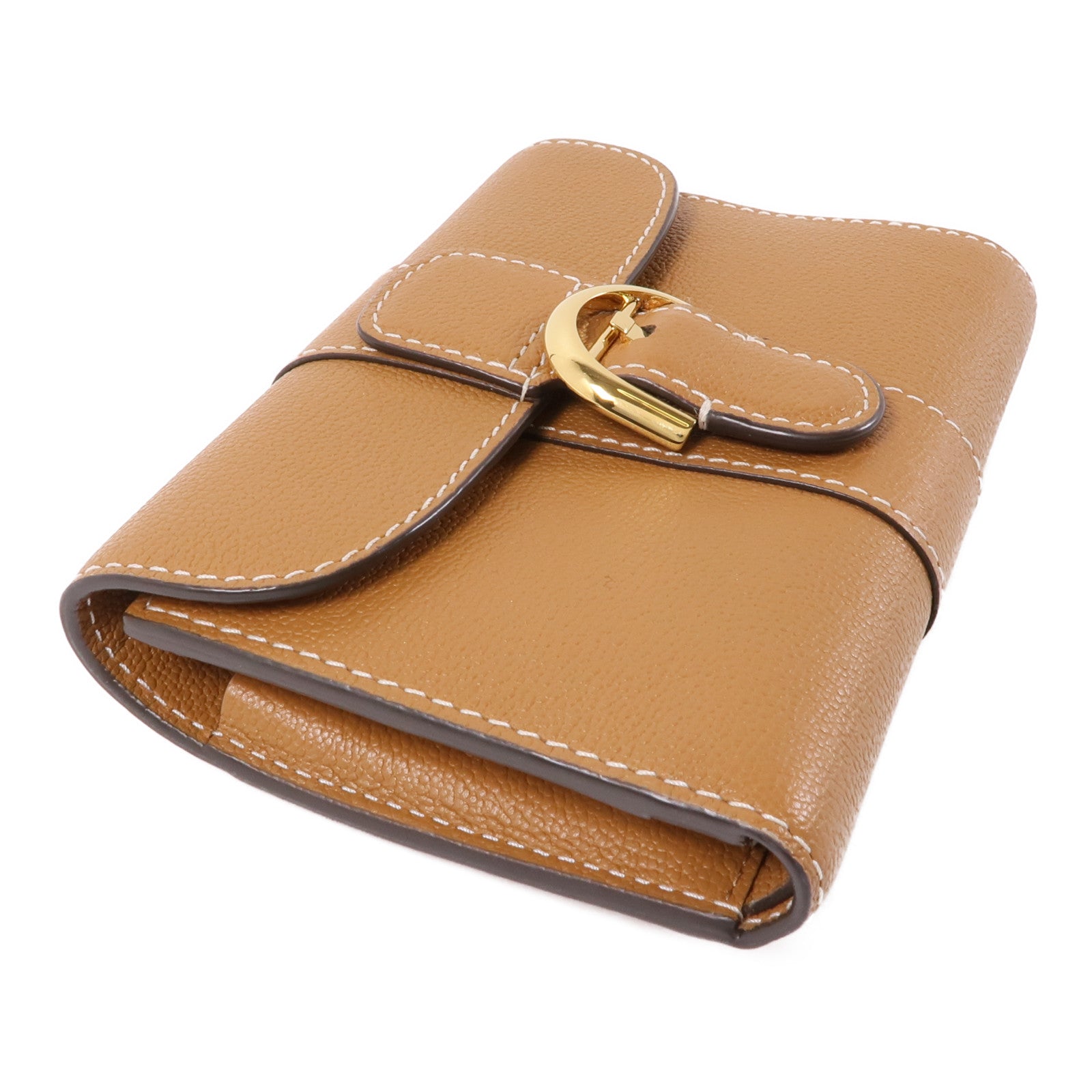 Delvaux 牛皮皮革Wallet金扣錢包棕色
