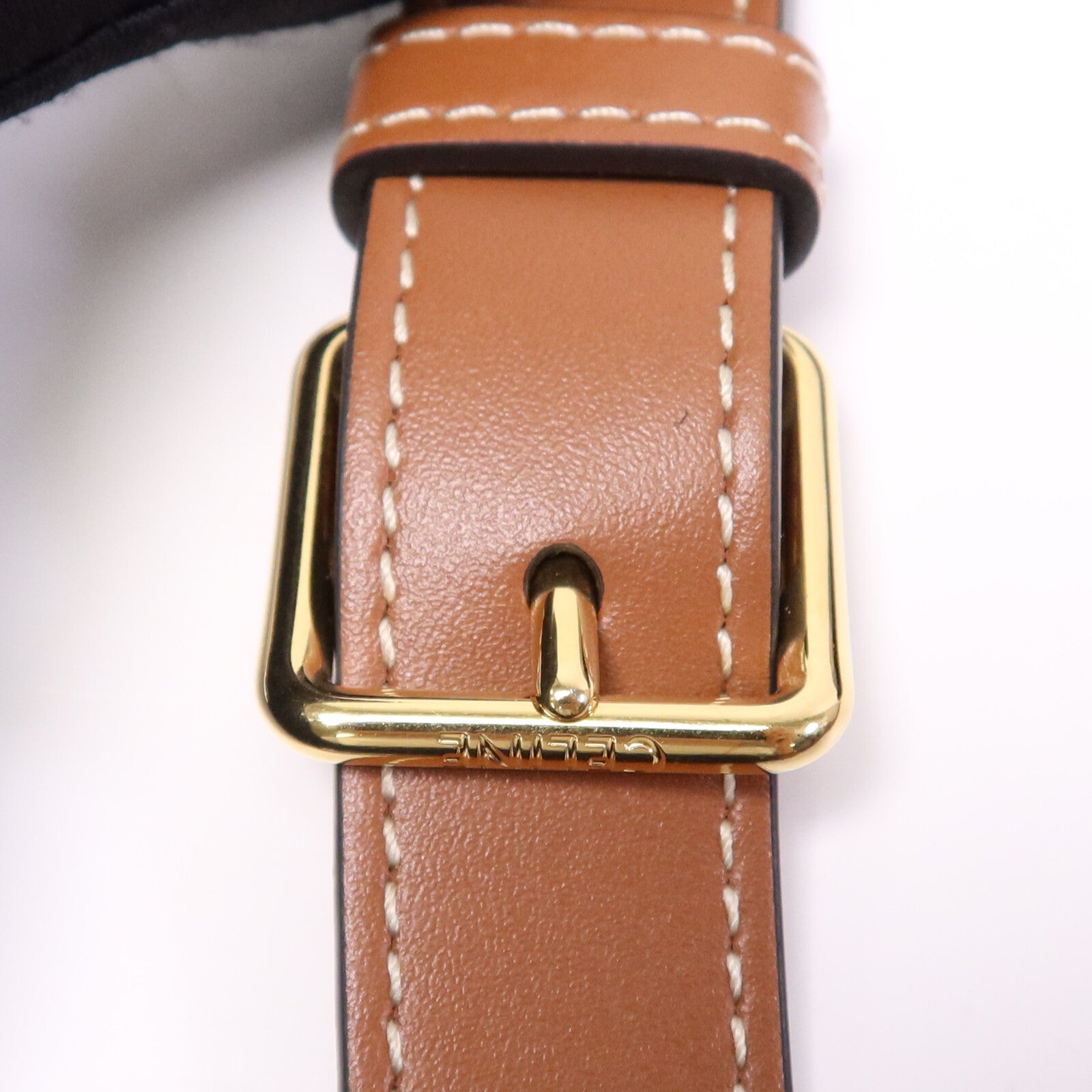 CELINE 塗層帆布Triomphe Bucket Small金扣肩背袋