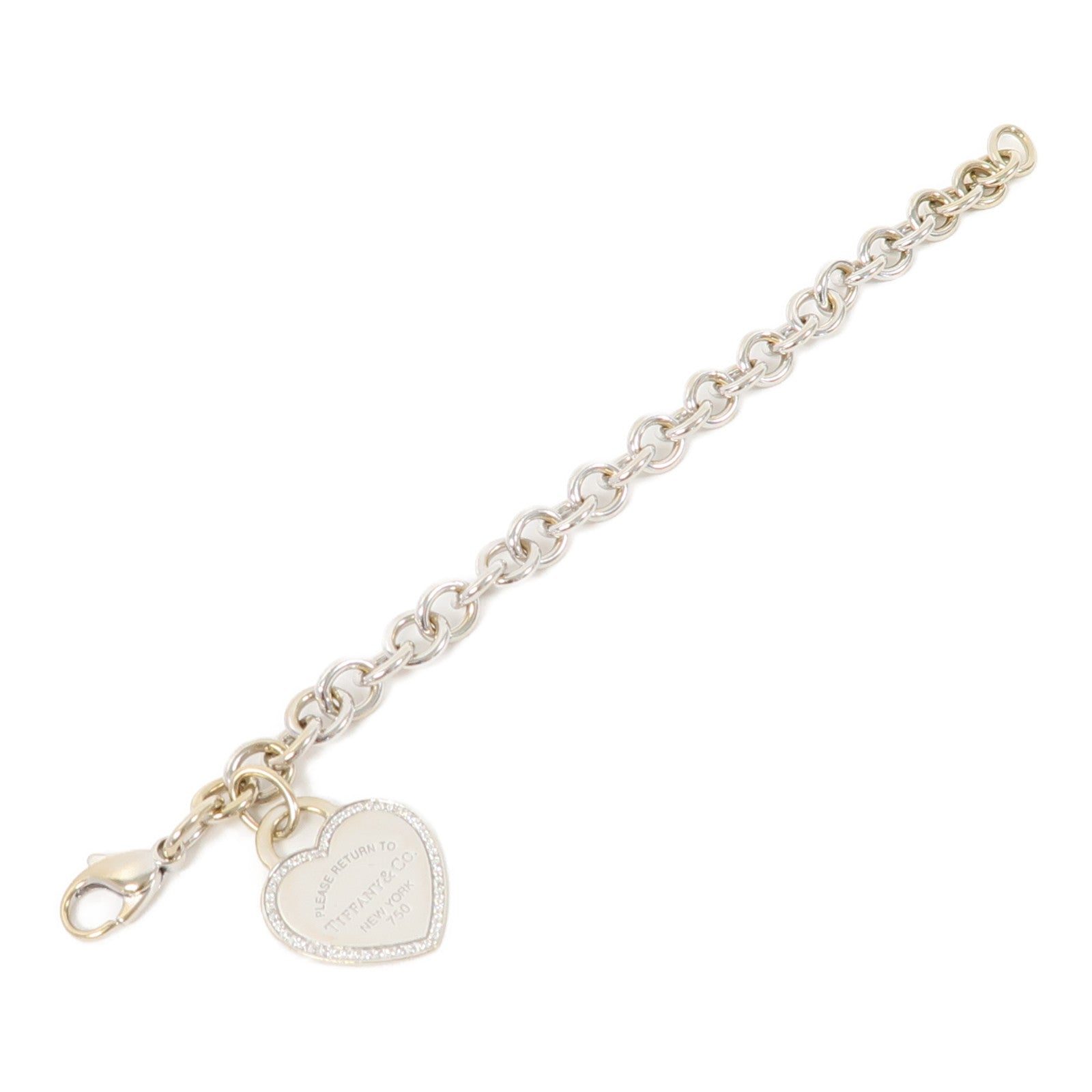 TIFFANY＆CO 18K白金Please Return To Bracelet Diamond手鏈