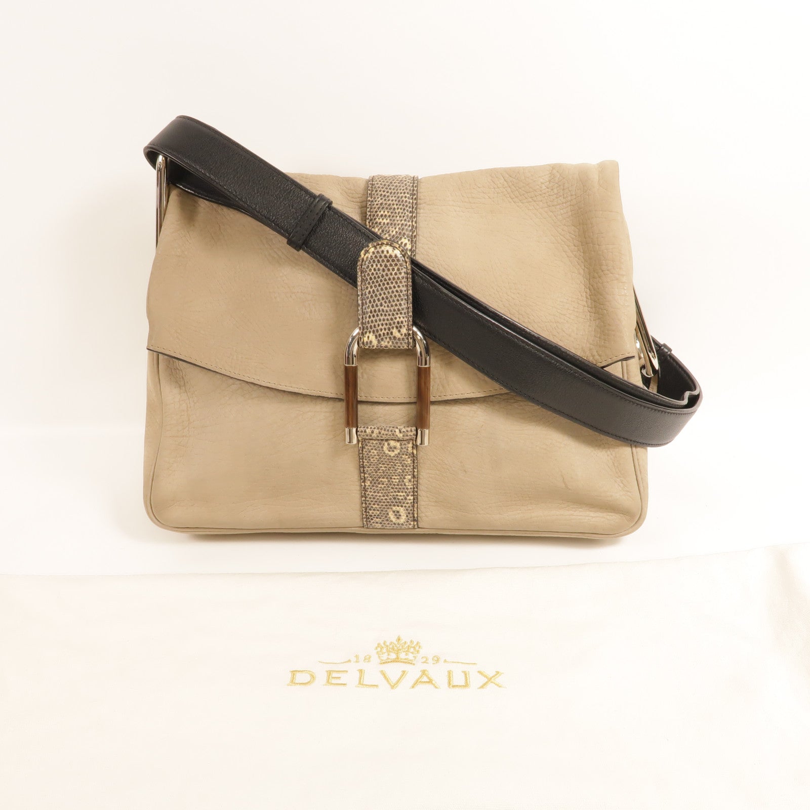 Delvaux 牛皮/蜥蜴皮革Givry MM肩背袋