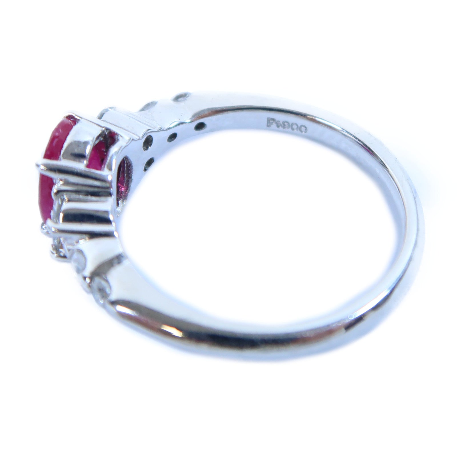 JEWELRY 【激減優惠】PT900鉑金Ruby Ring 1.41ct紅實石/0.24ct鑽石戒指US#6